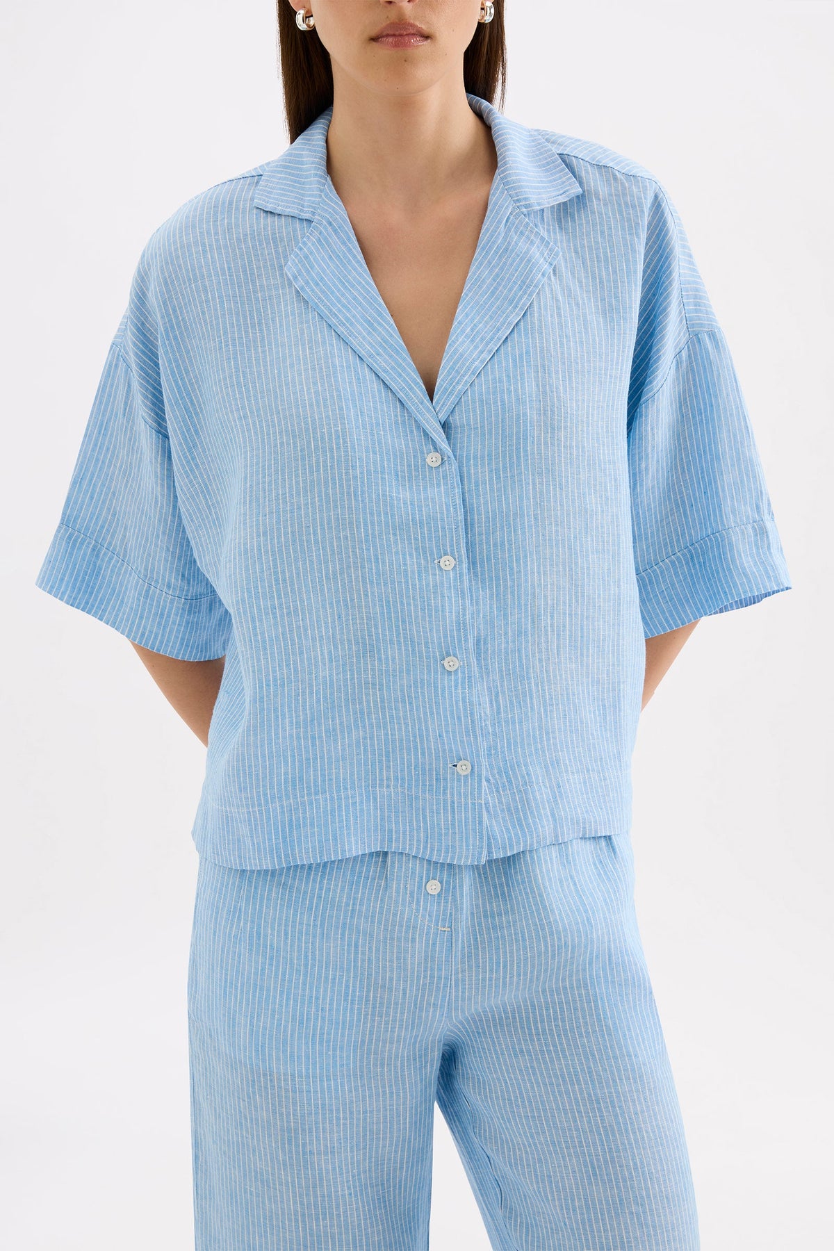 Nude Lucy Lounge Linen Shirt - Cove Stripe