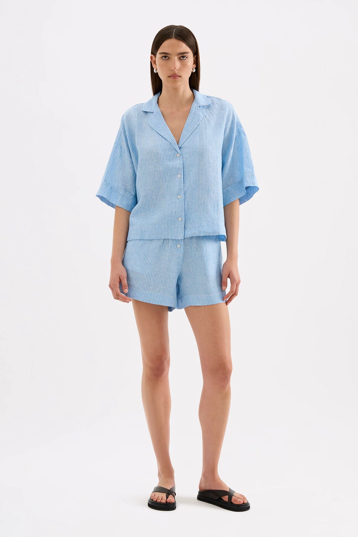 Nude Lucy Lounge Linen Short - Cove Stripe