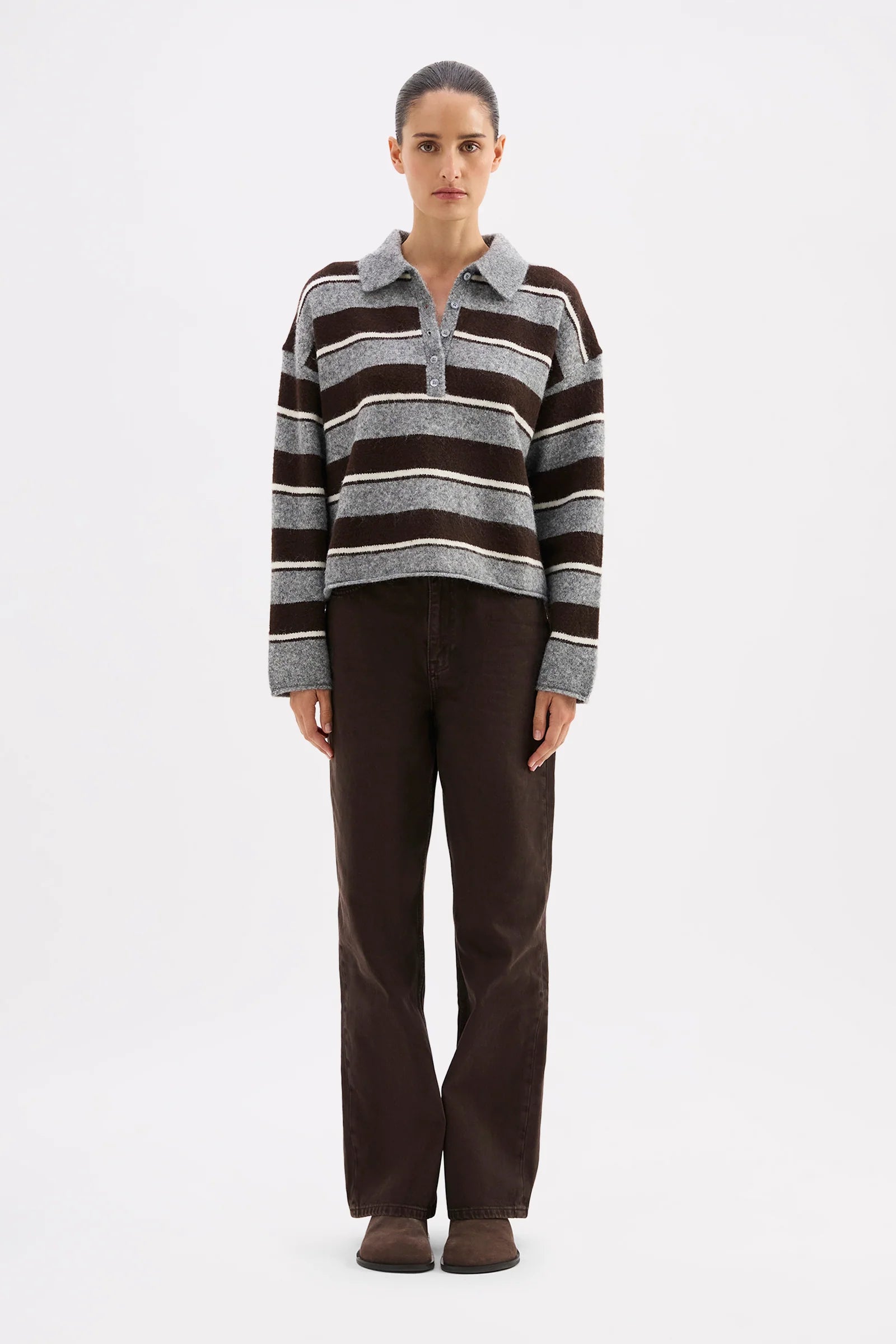 Nude Lucy Maia Rugby Knit - Charcoal Stripe