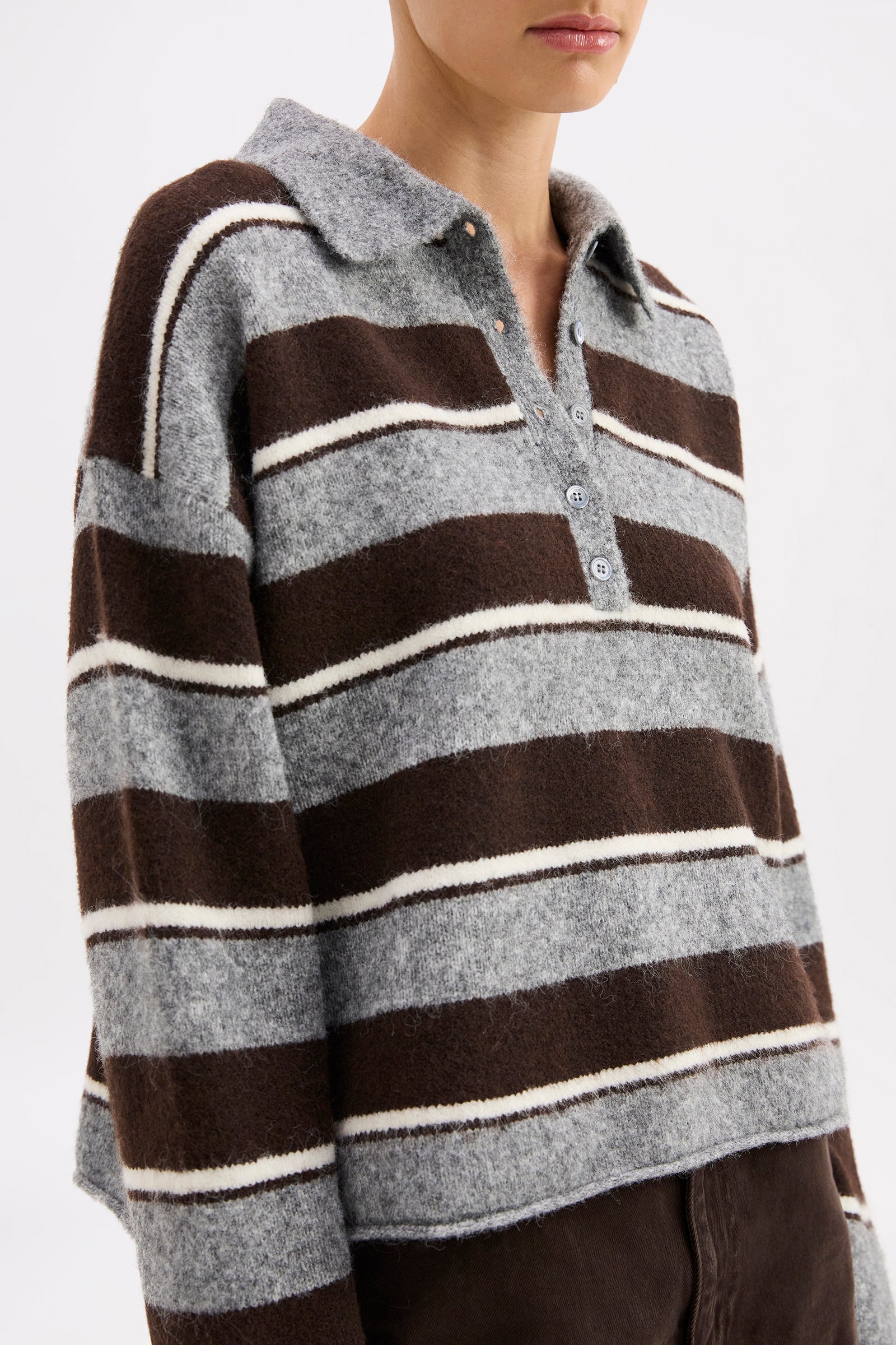 Nude Lucy Maia Rugby Knit - Charcoal Stripe