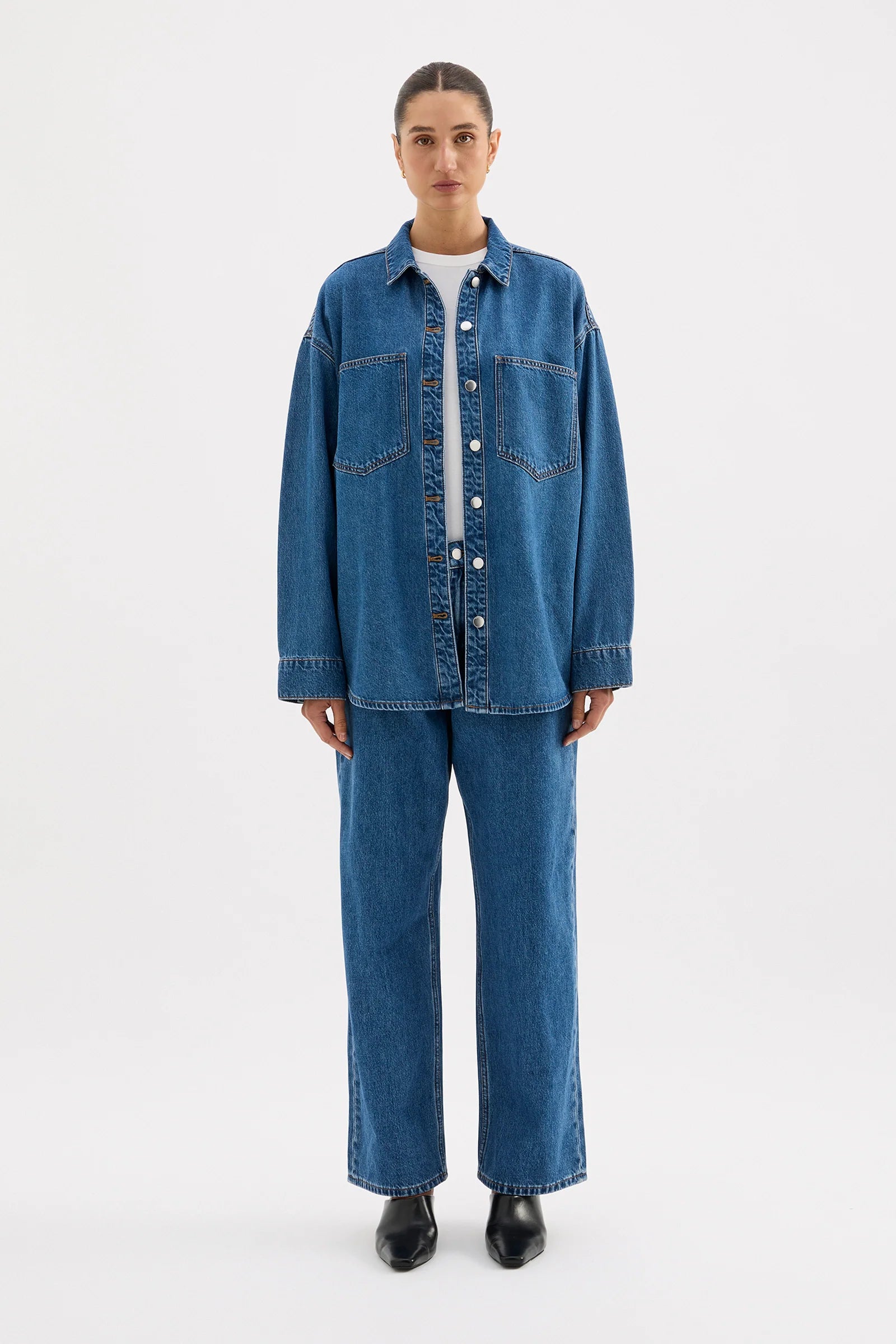 Nude Lucy Organic Denim Overshirt - Royal Blue