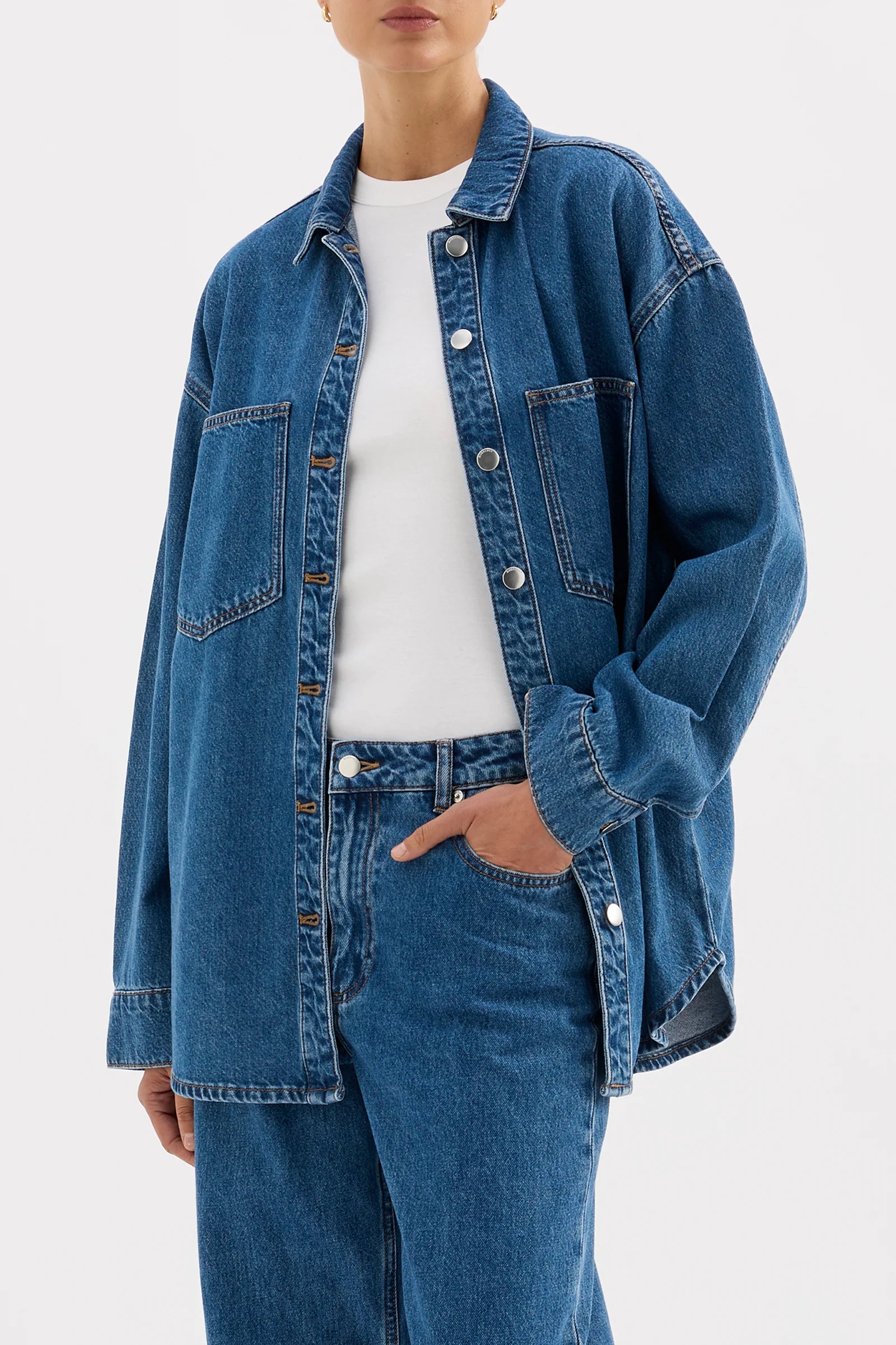 Nude Lucy Organic Denim Overshirt - Royal Blue
