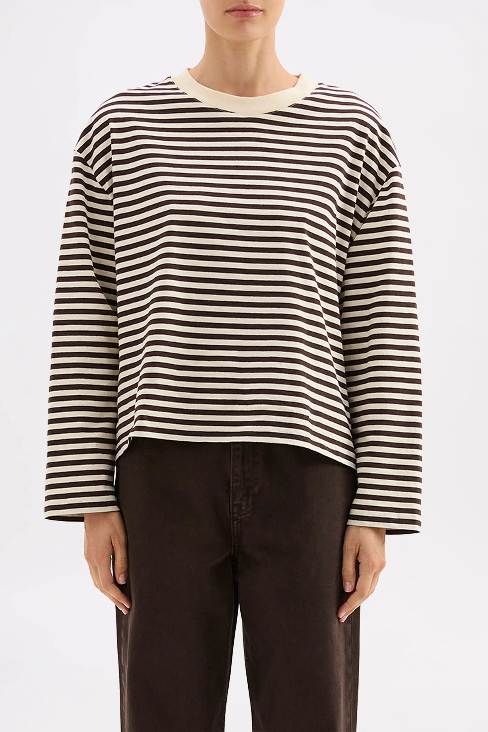 Nude Lucy Organic Stripe LS Tee - Espresson Stripe