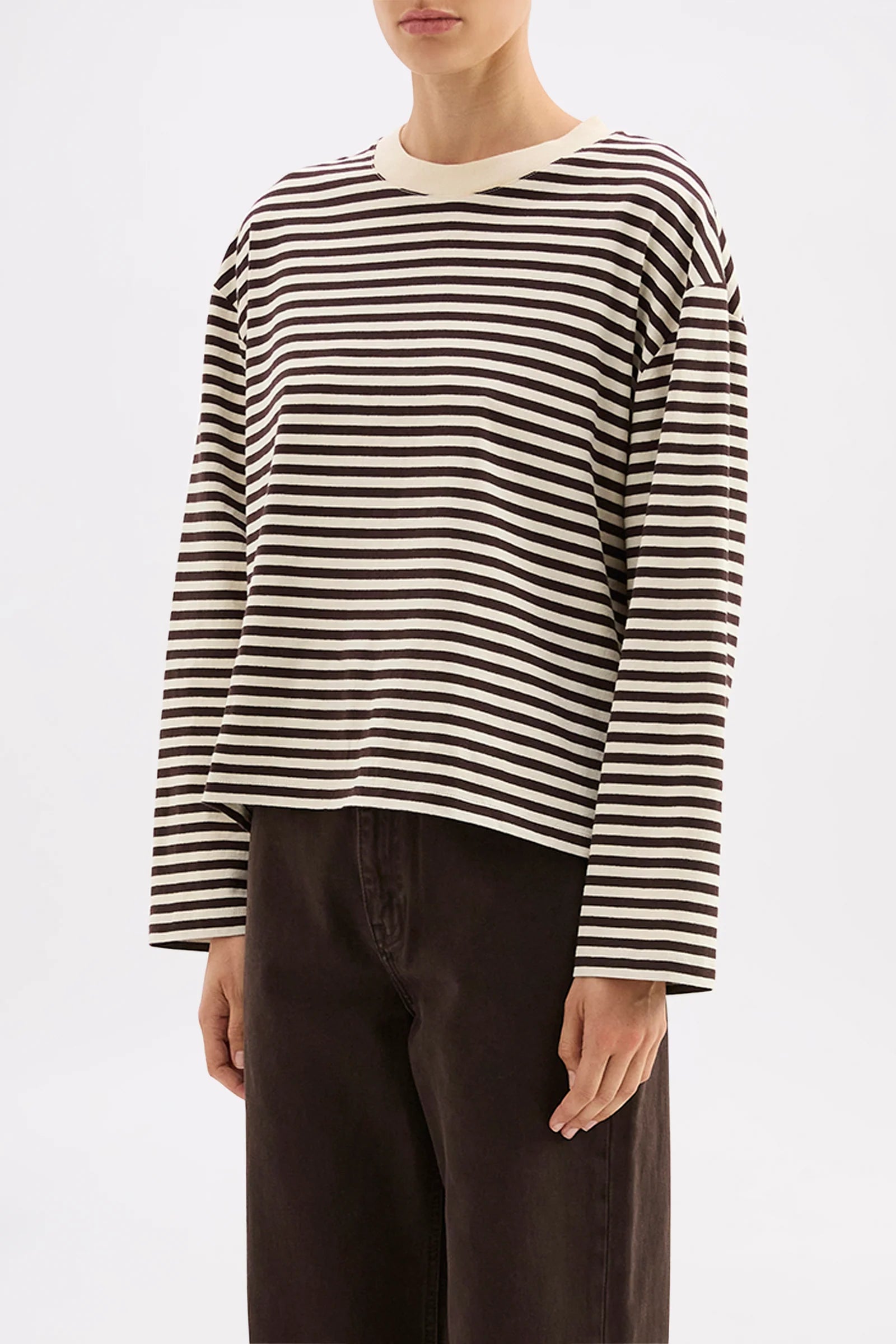 Nude Lucy Organic Stripe LS Tee - Espresson Stripe