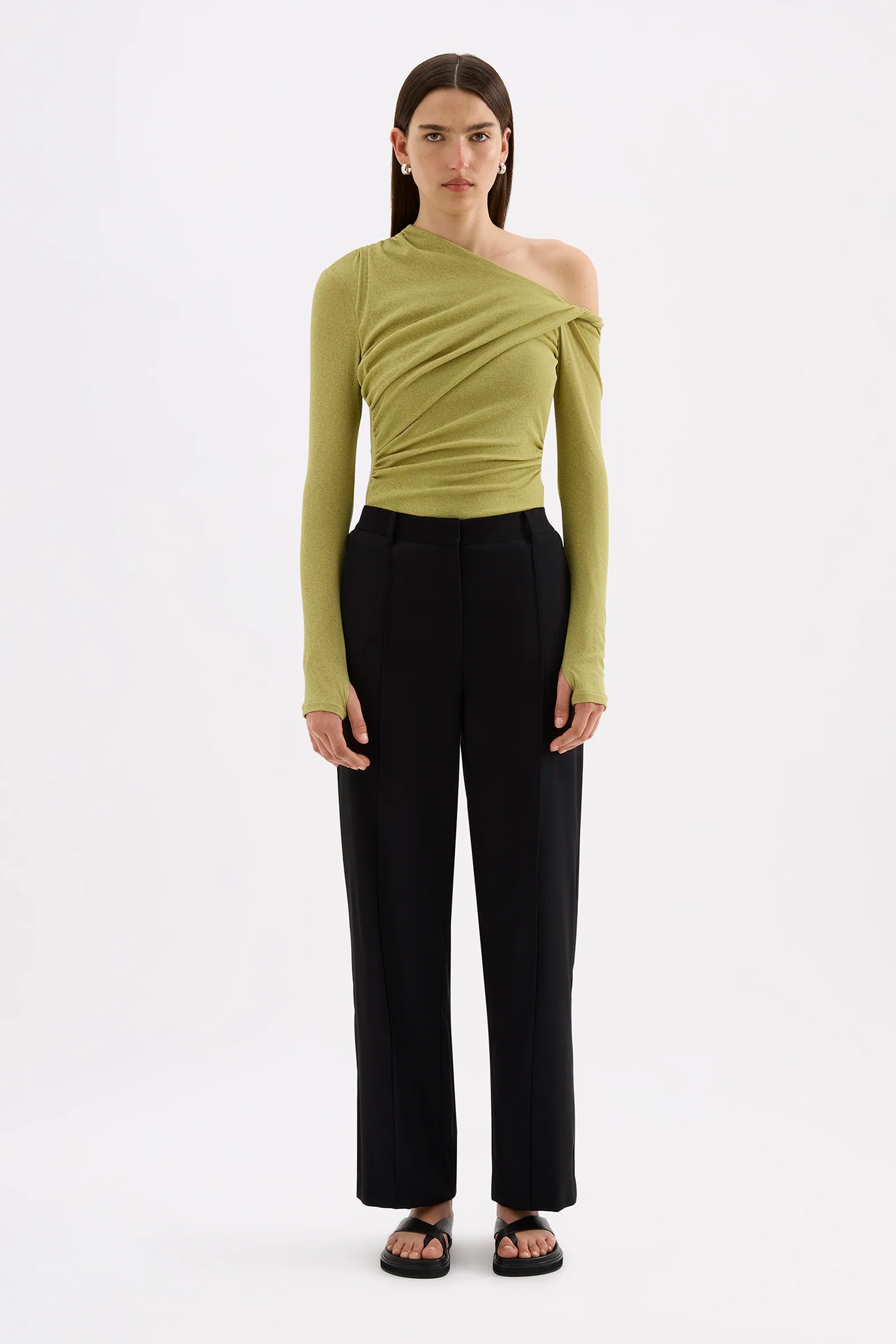 Nude Lucy Piper Mesh LS Top - Wasabi
