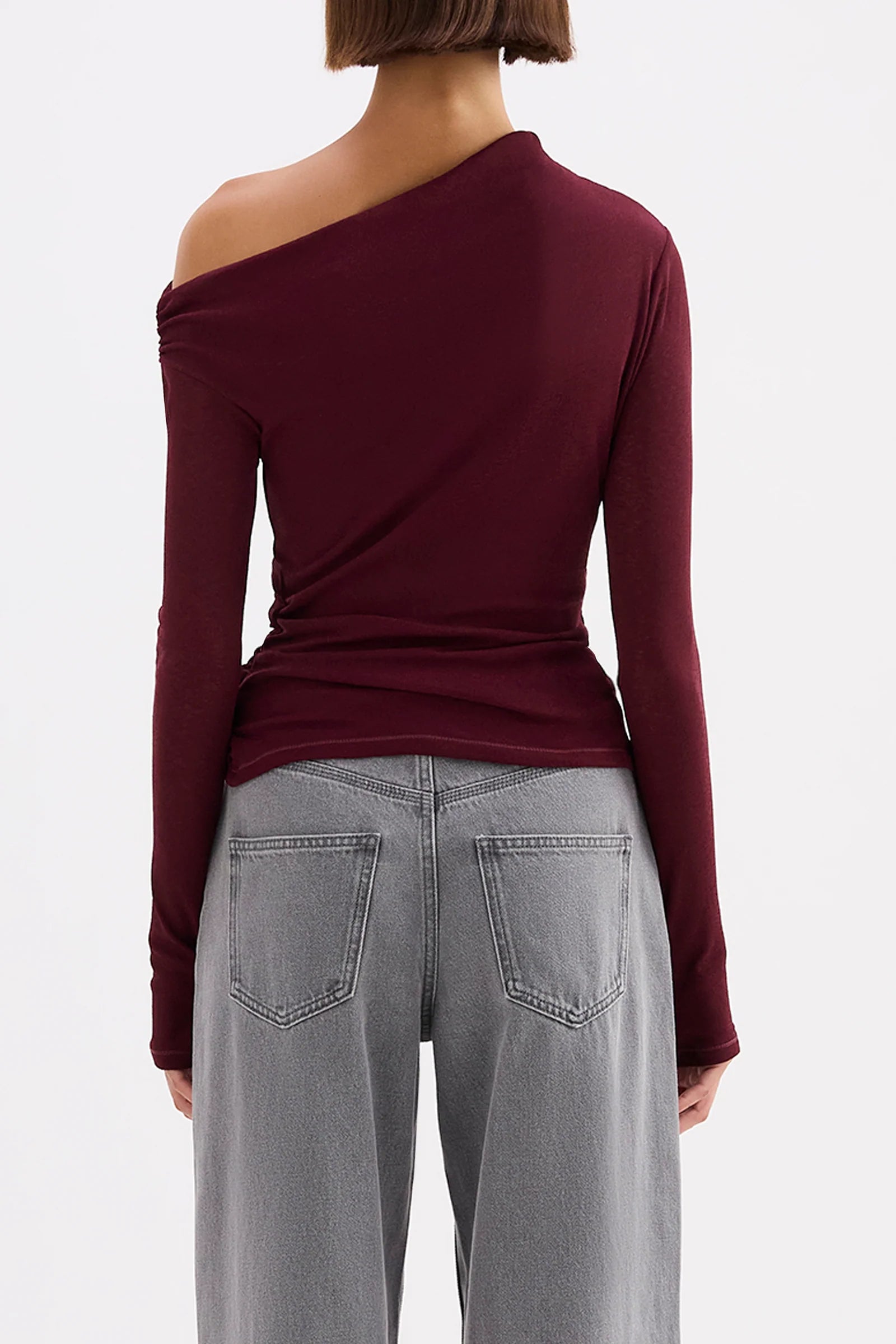Nude Lucy Rue Mesh Long Sleeve Top - Merlot