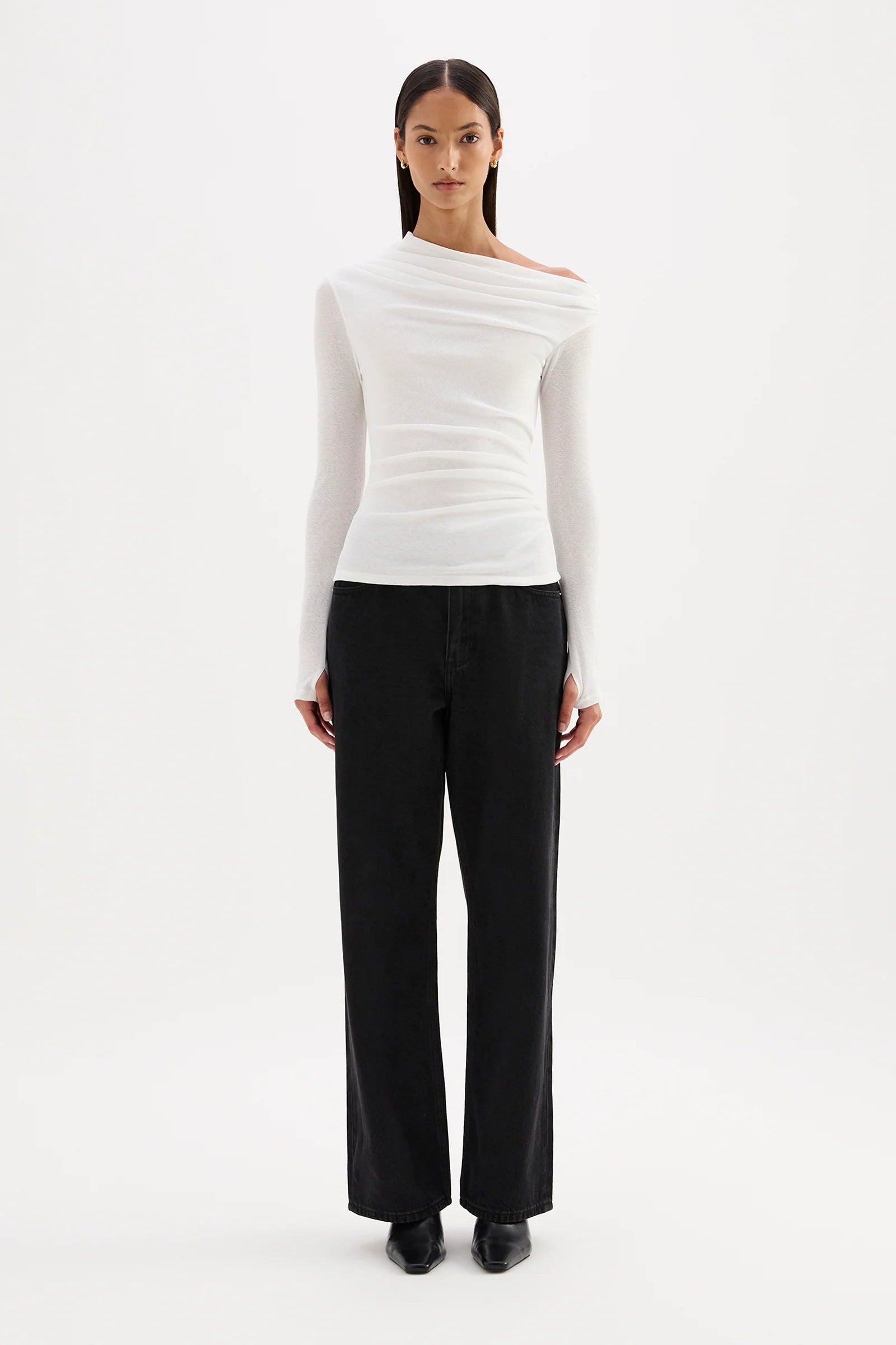 Nude Lucy Rue Mesh Long Sleeve Top - Salt