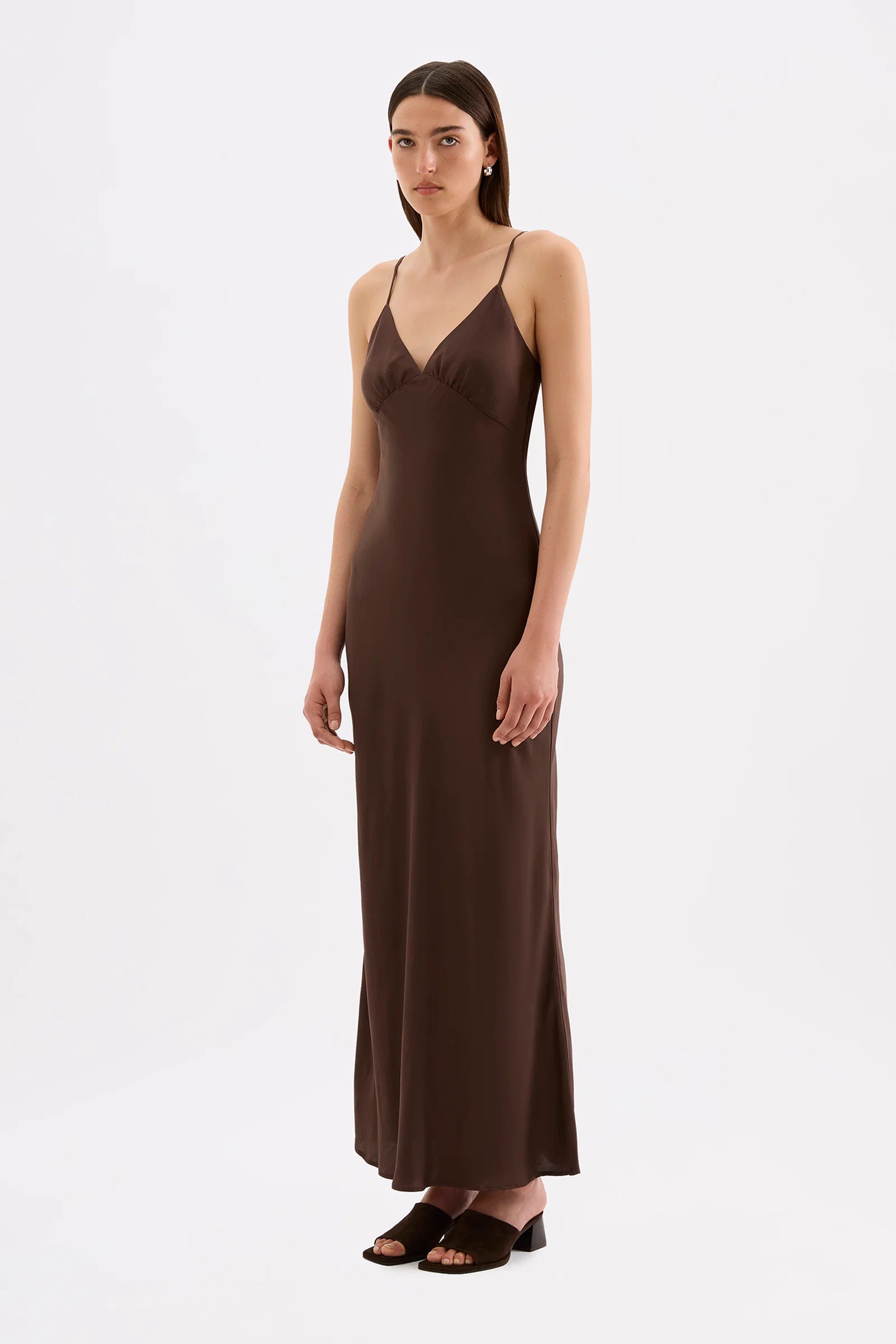 Nude Lucy Tilly Tencel Slip Dress - Chocolate