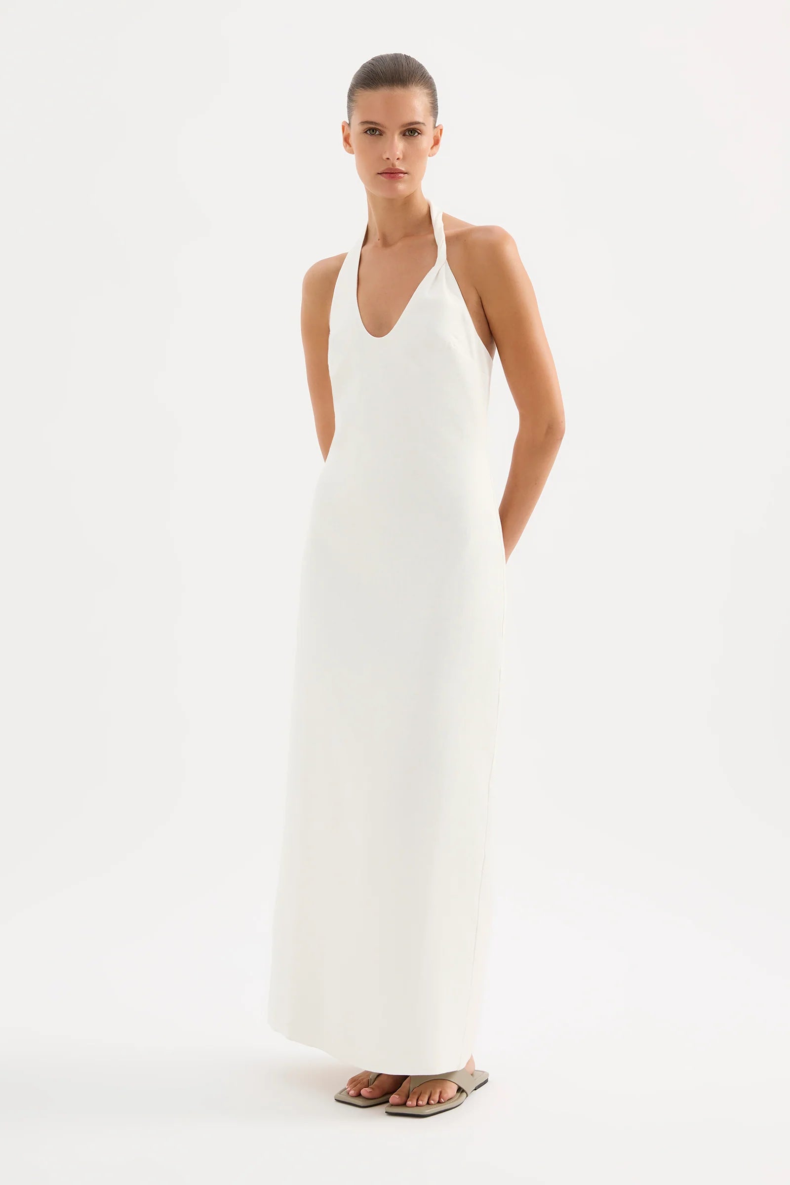 Nude Lucy Zayda Linen Midi Dress - White