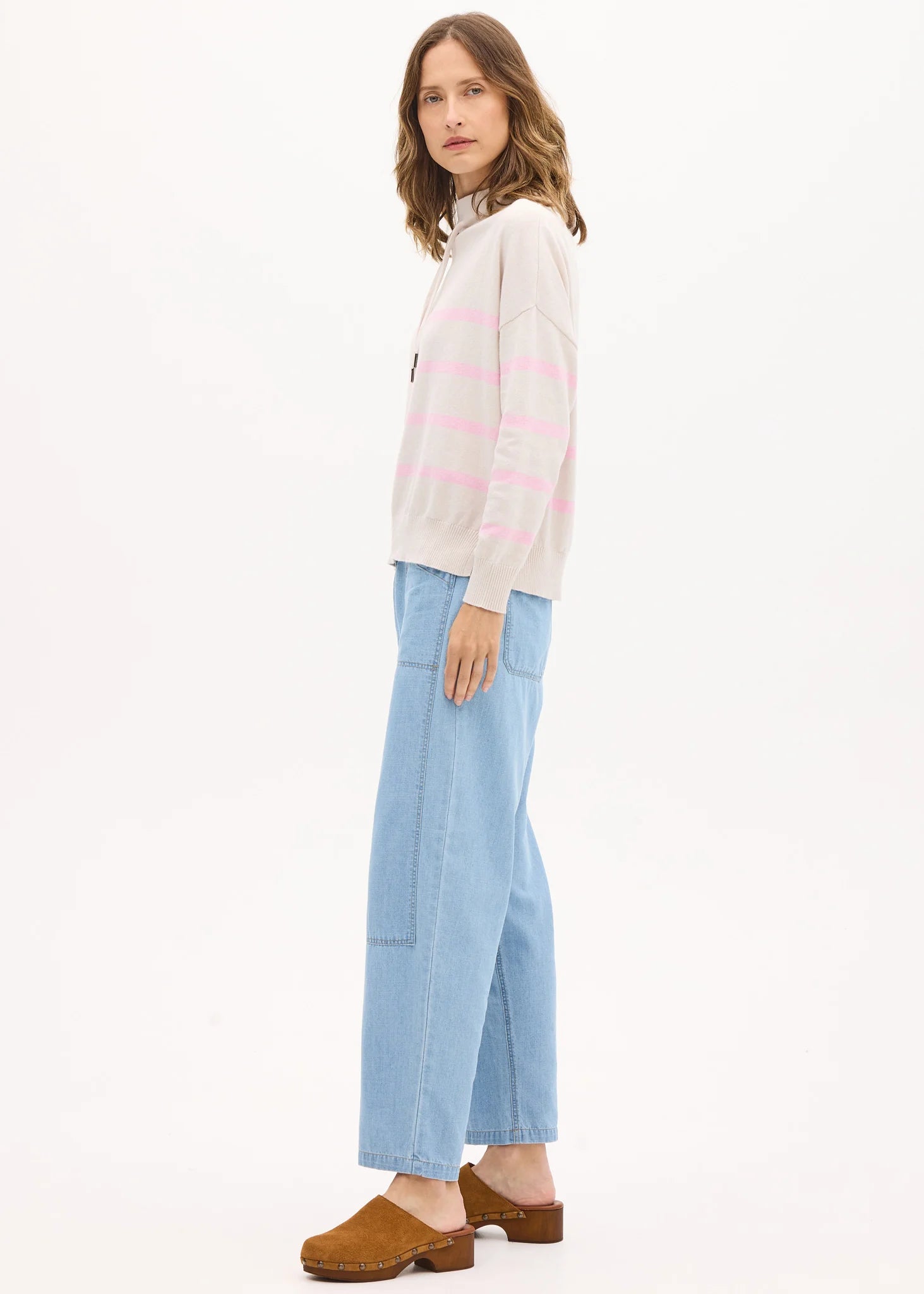 POL Rowan Drawcord Knit - Natural/Pink