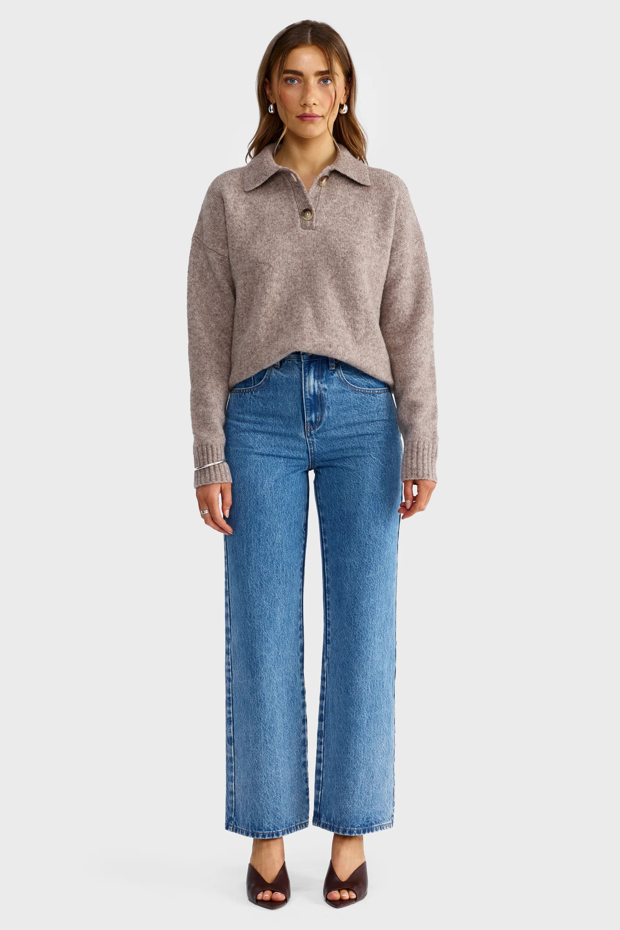 ORTC Ariel Knit Polo Sweater - Oat