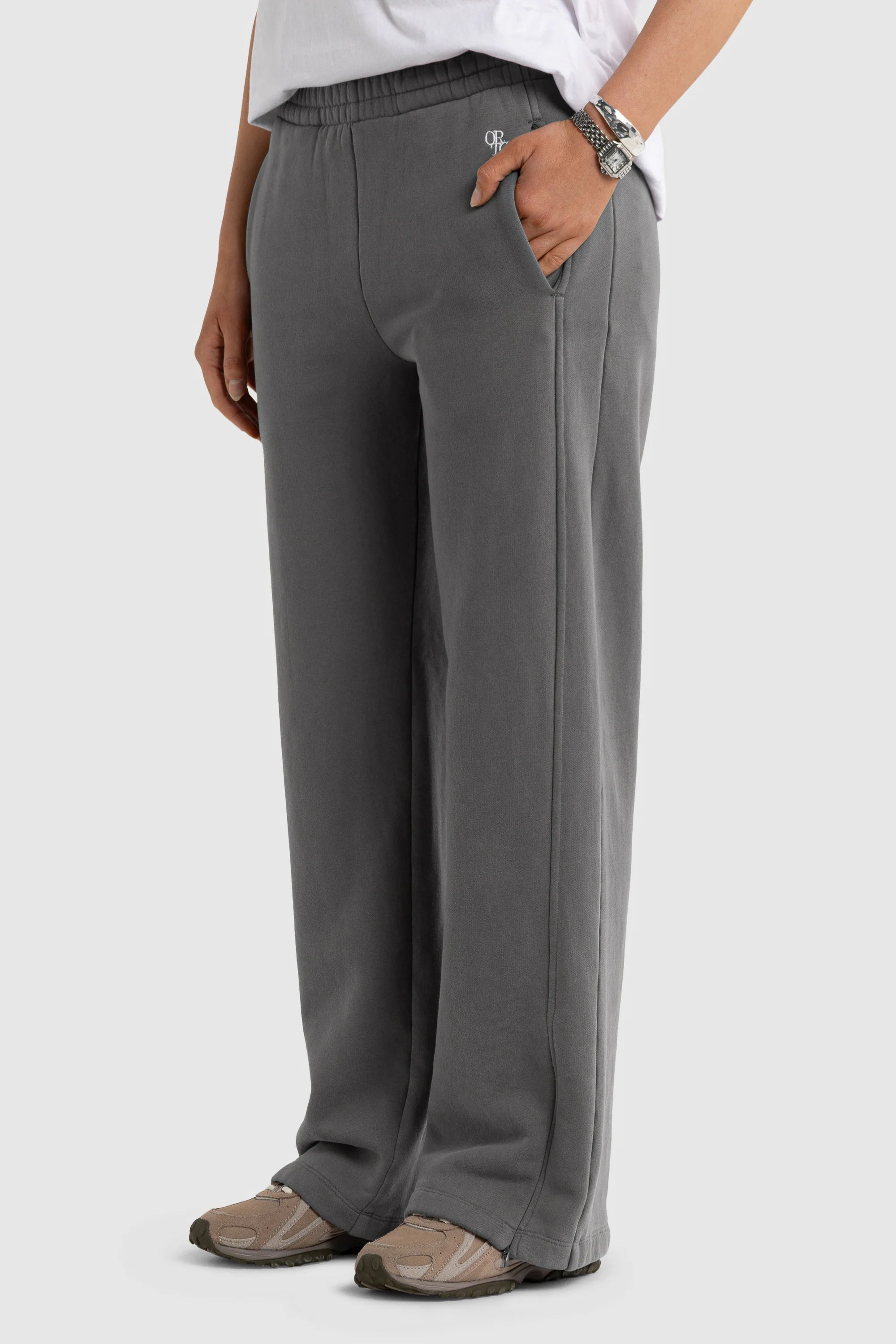 ORTC Ashley Zip Hem Track Pant - Washed Grey