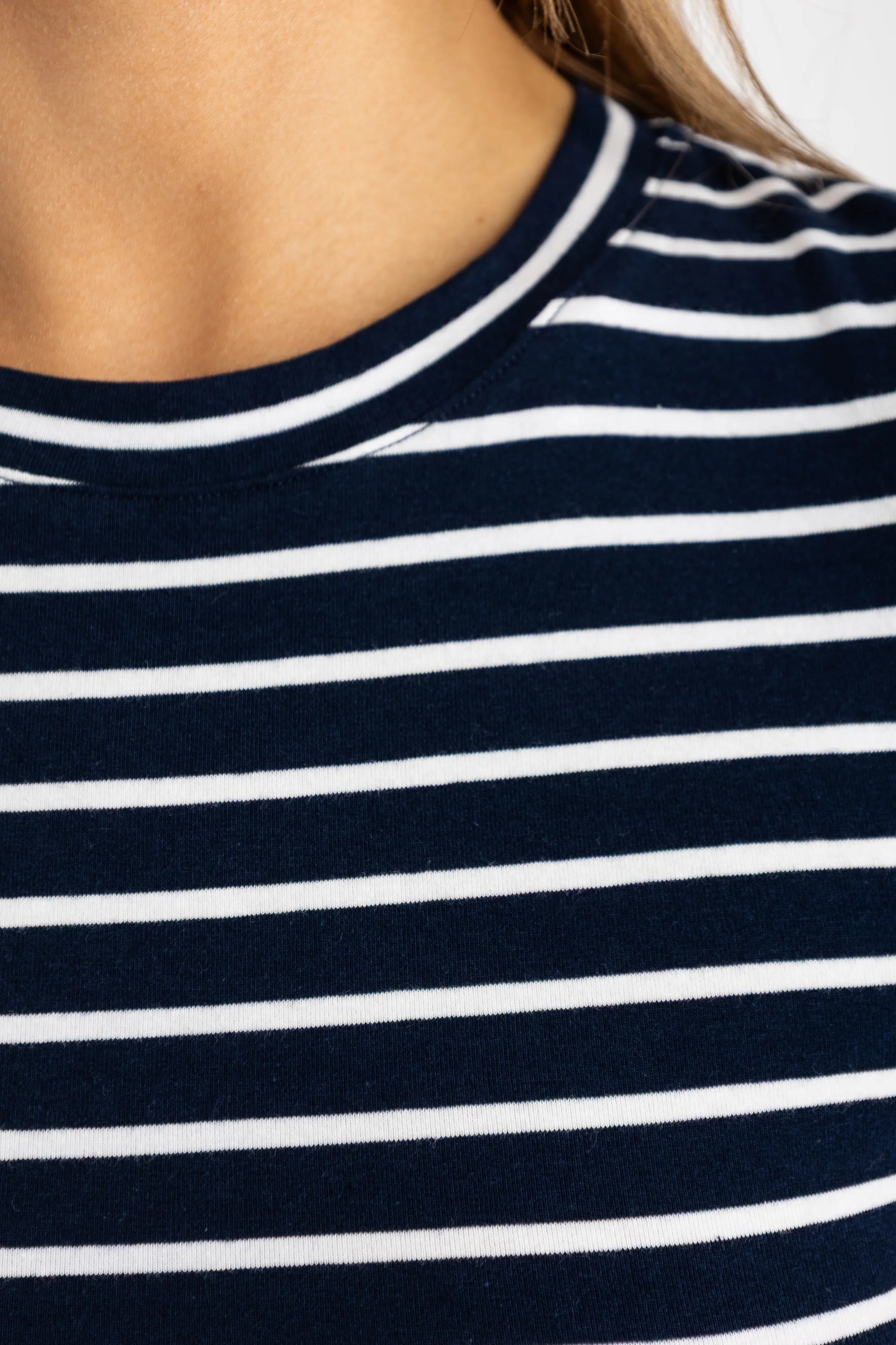 ORTC Evie Fitted T Shirt - Navy and White Stripe