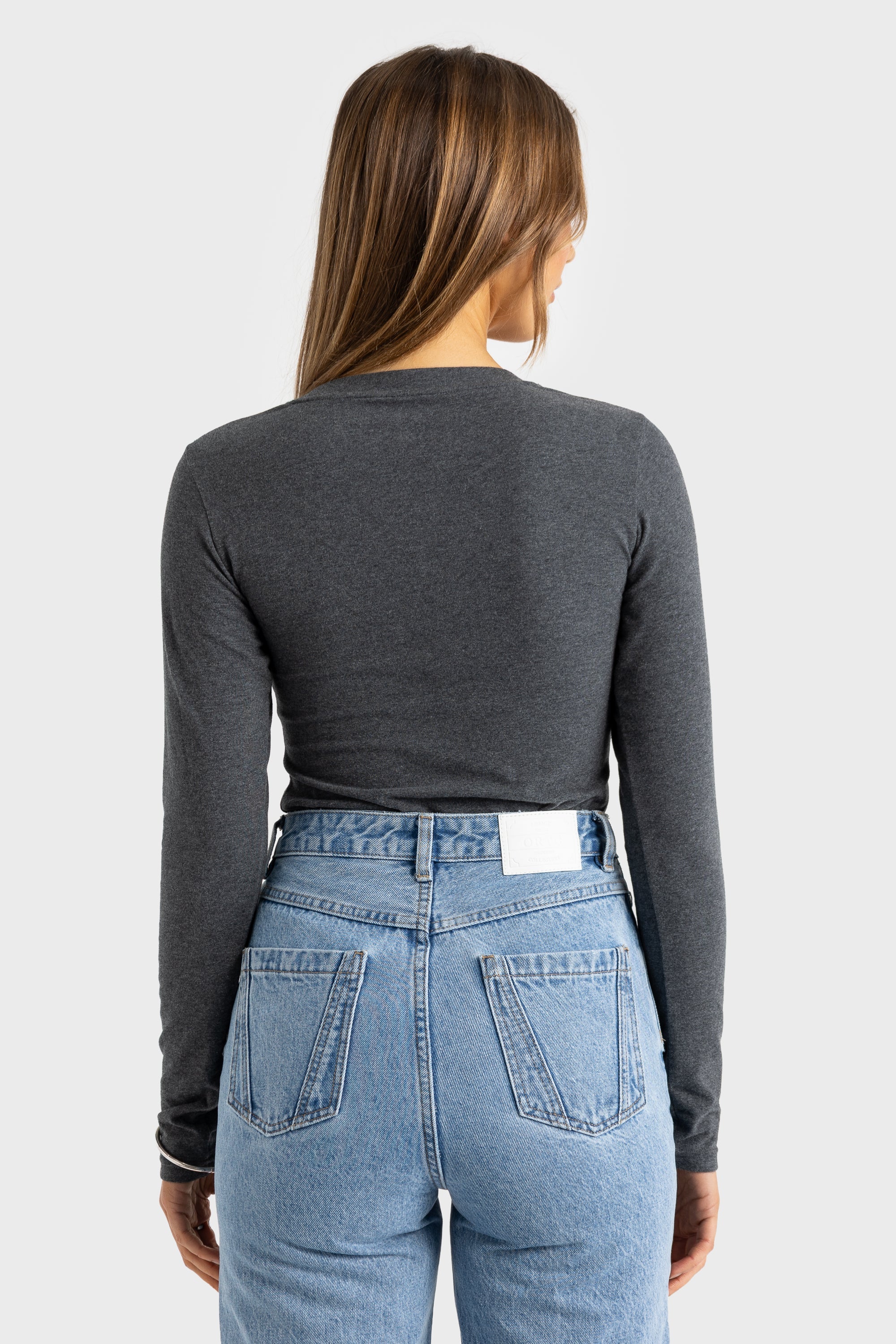 ORTC Evie Scoop Long Sleeve Top - Charcoal Marle