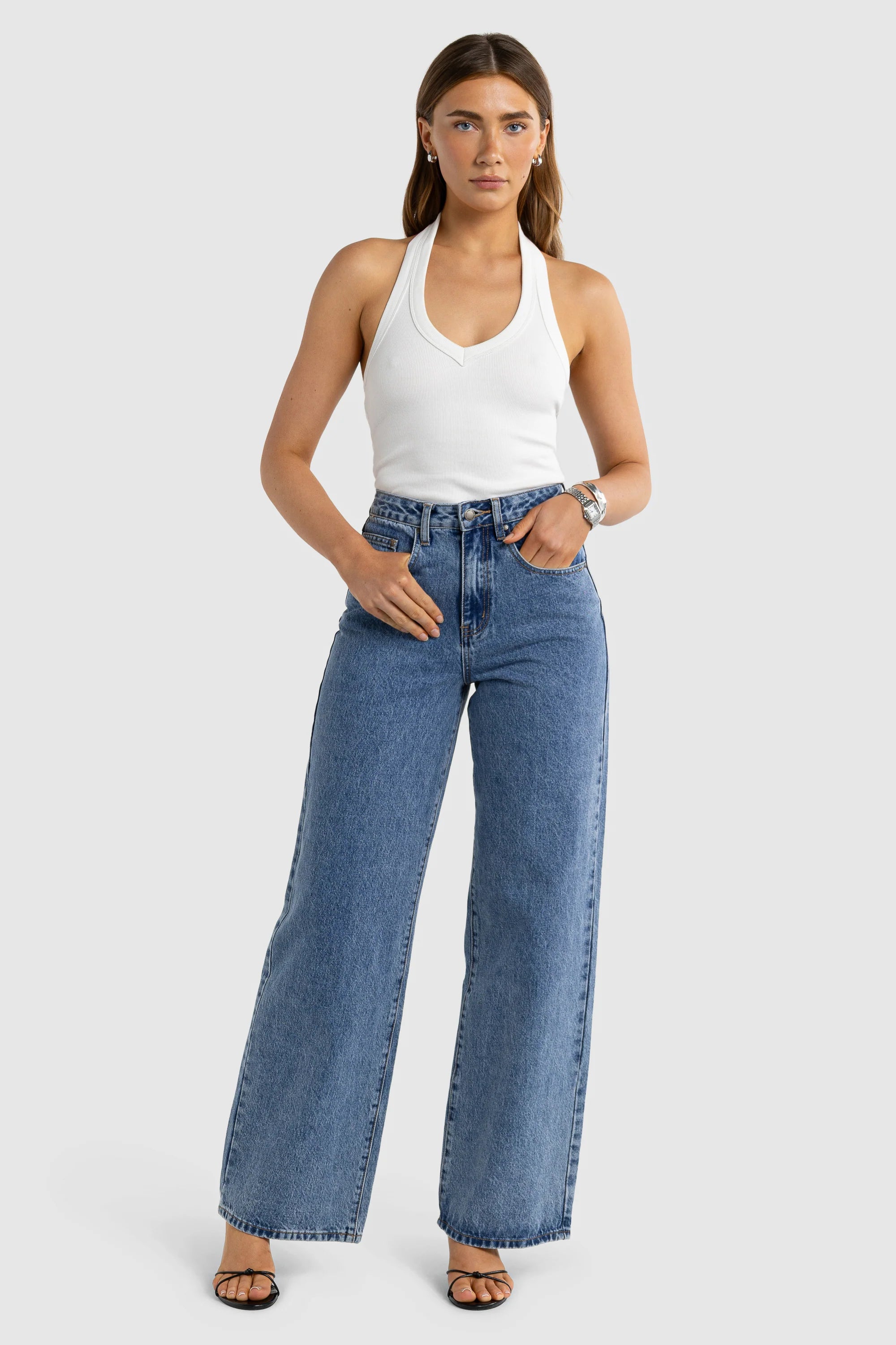 ORTC Sunday V Neck Halter Tank - White