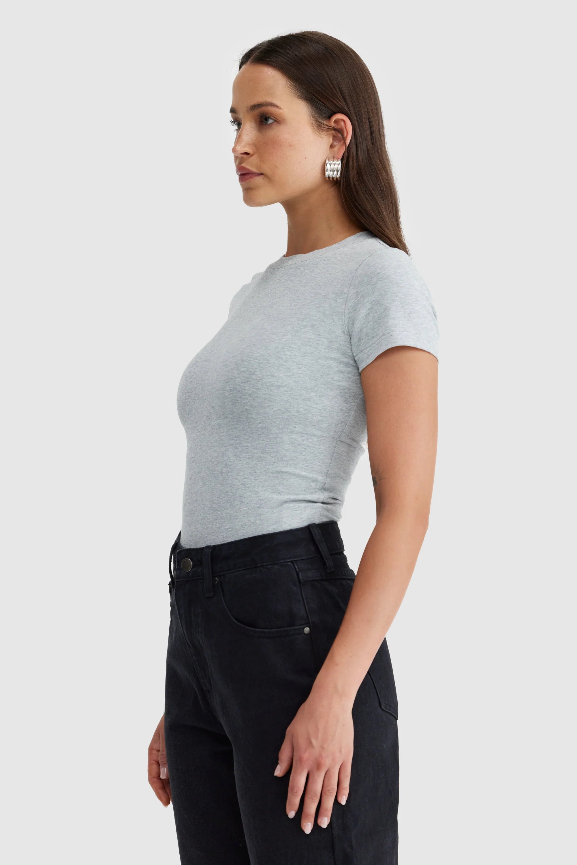 ORTC Evie Fitted T Shirt - Grey Marle