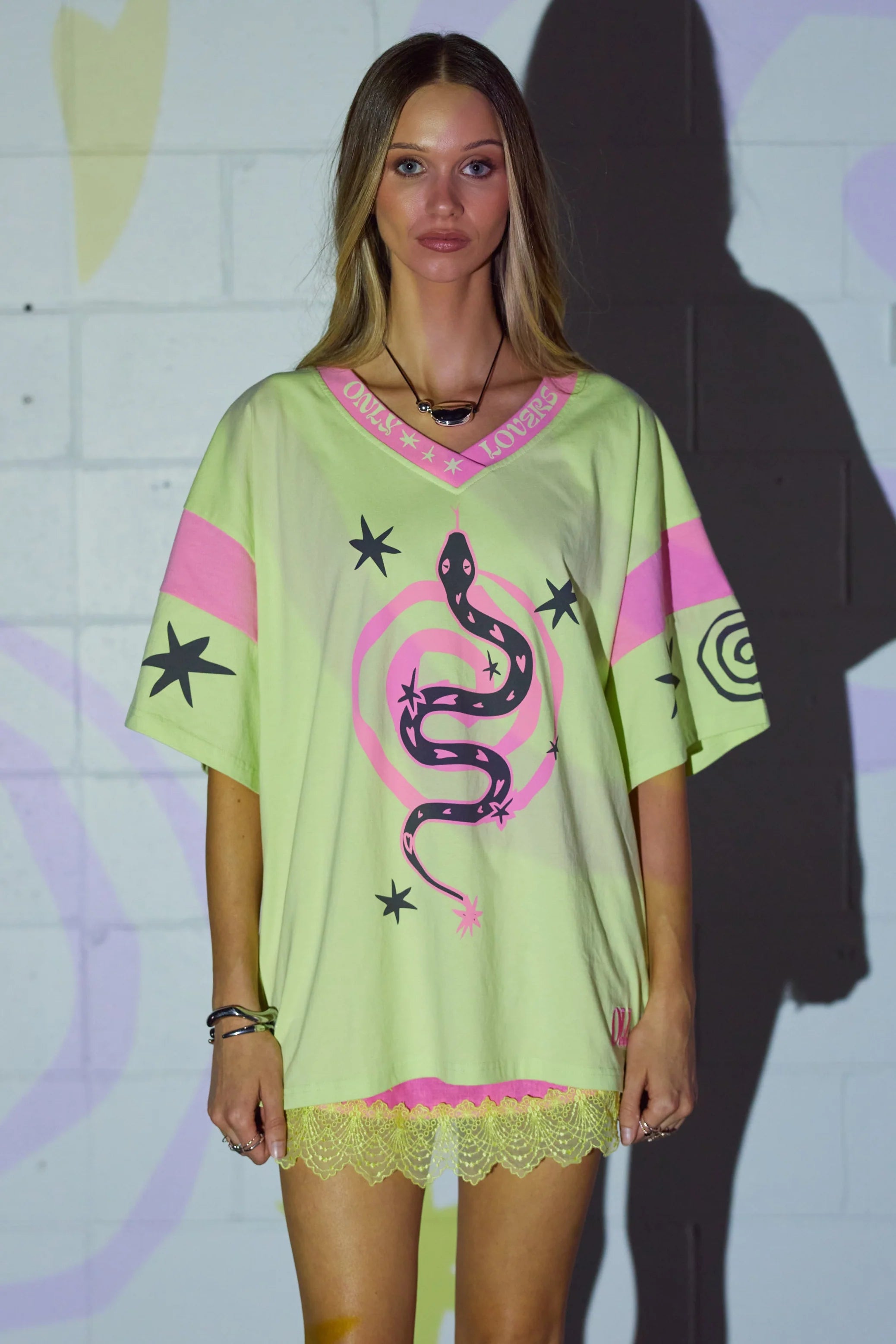 Only Lovers Left Serpent Tee - Lime