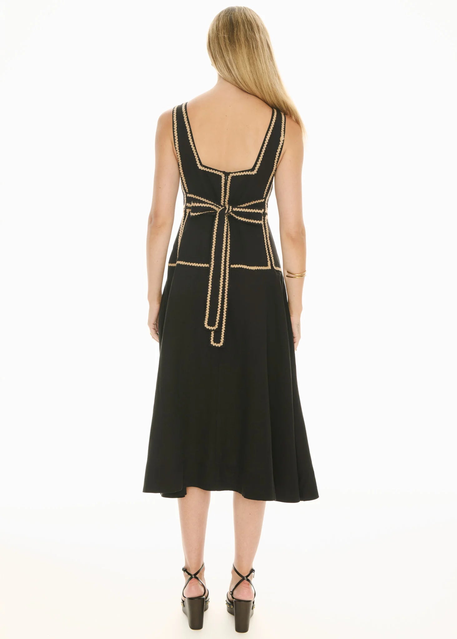 POL Marlin Raffia Trim Dress - Black