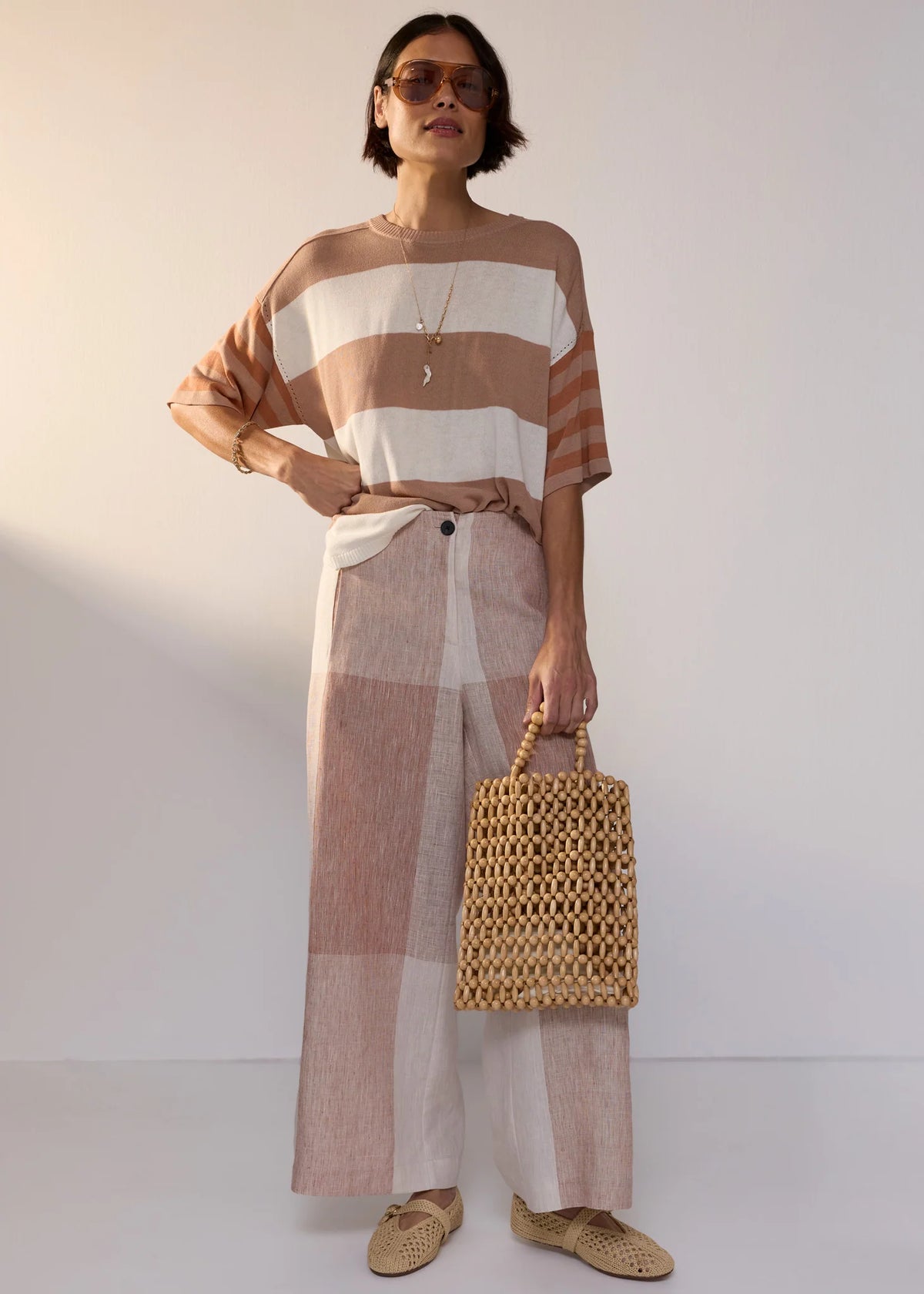 POL Nixie Pant - Toffee Gingham