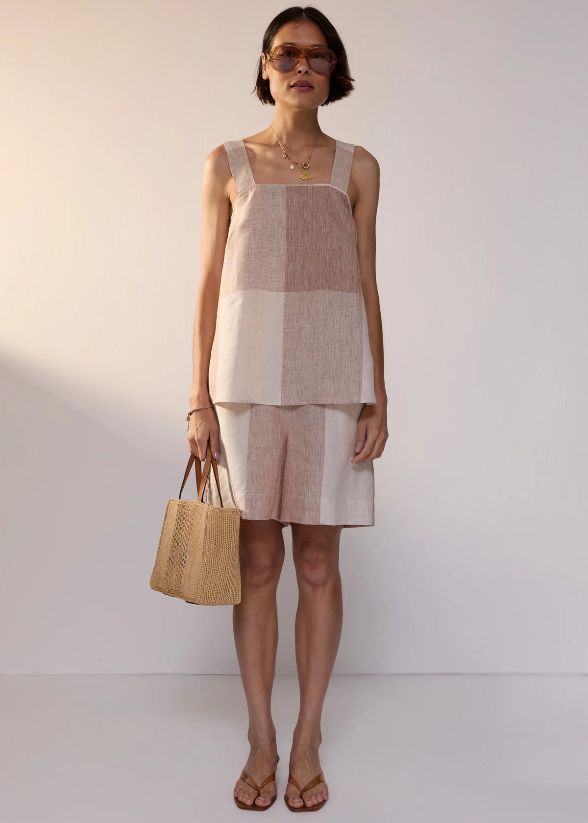 POL Nixie Tank - Toffee Gingham