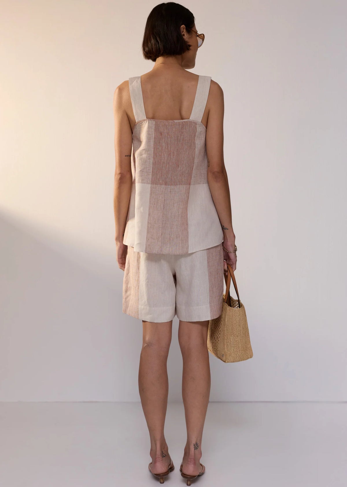 POL Nixie Tank - Toffee Gingham