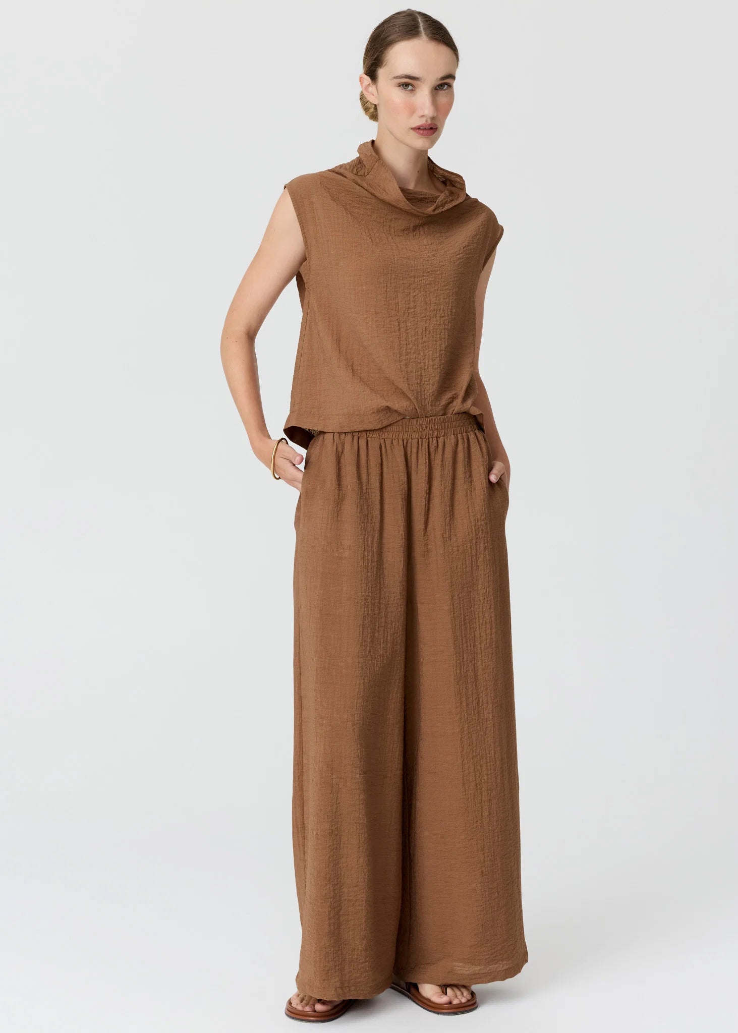 POL Fennel Cowl Neck Top - Ginger