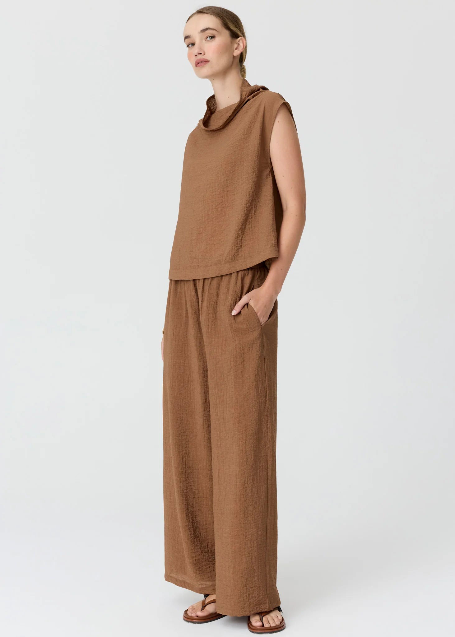 POL Fennel Cowl Neck Top - Ginger