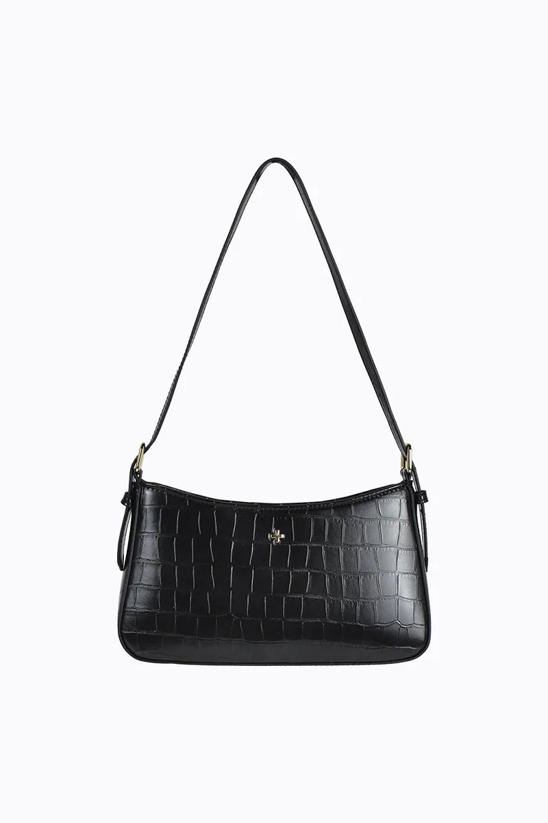 Peta + Jain Lilu Shoulder Bag - Black Croc/Gold