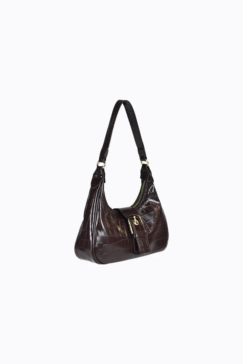 Peta + Jain Millie Scoop Shoulder Bag - Choc Croc/Gold