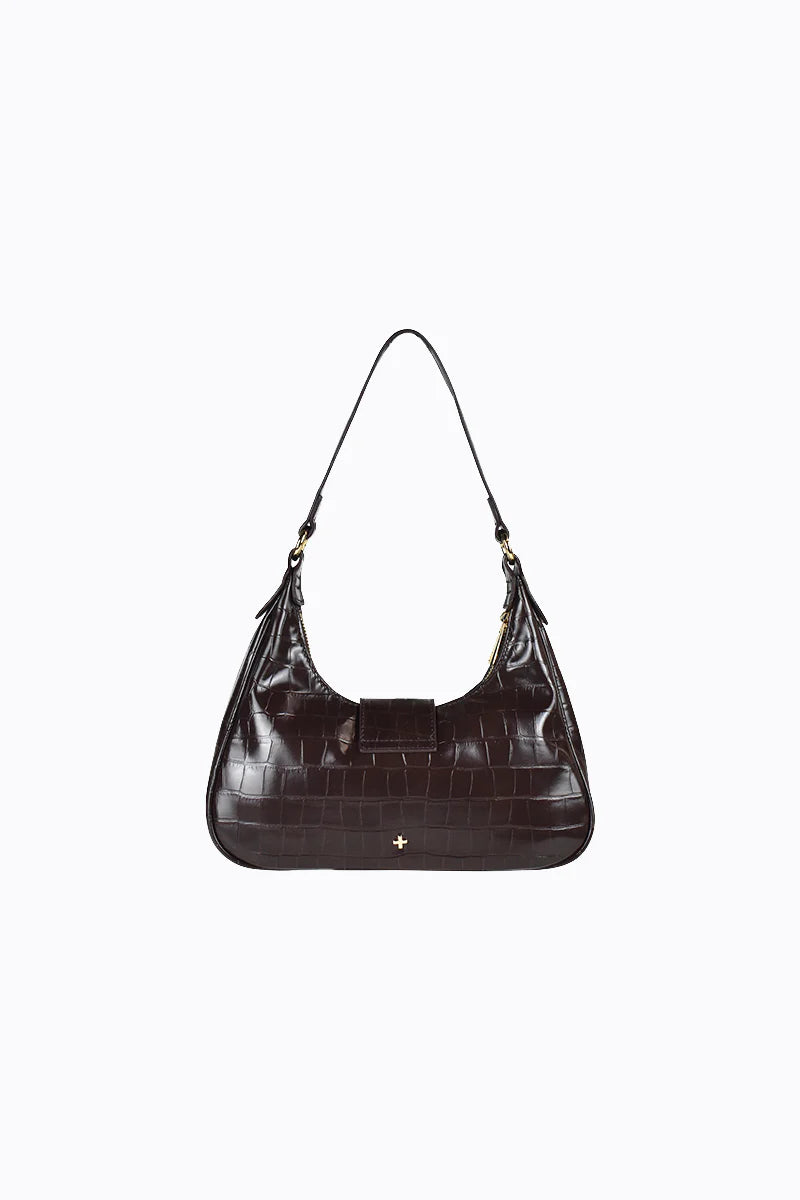 Peta + Jain Millie Scoop Shoulder Bag - Choc Croc/Gold