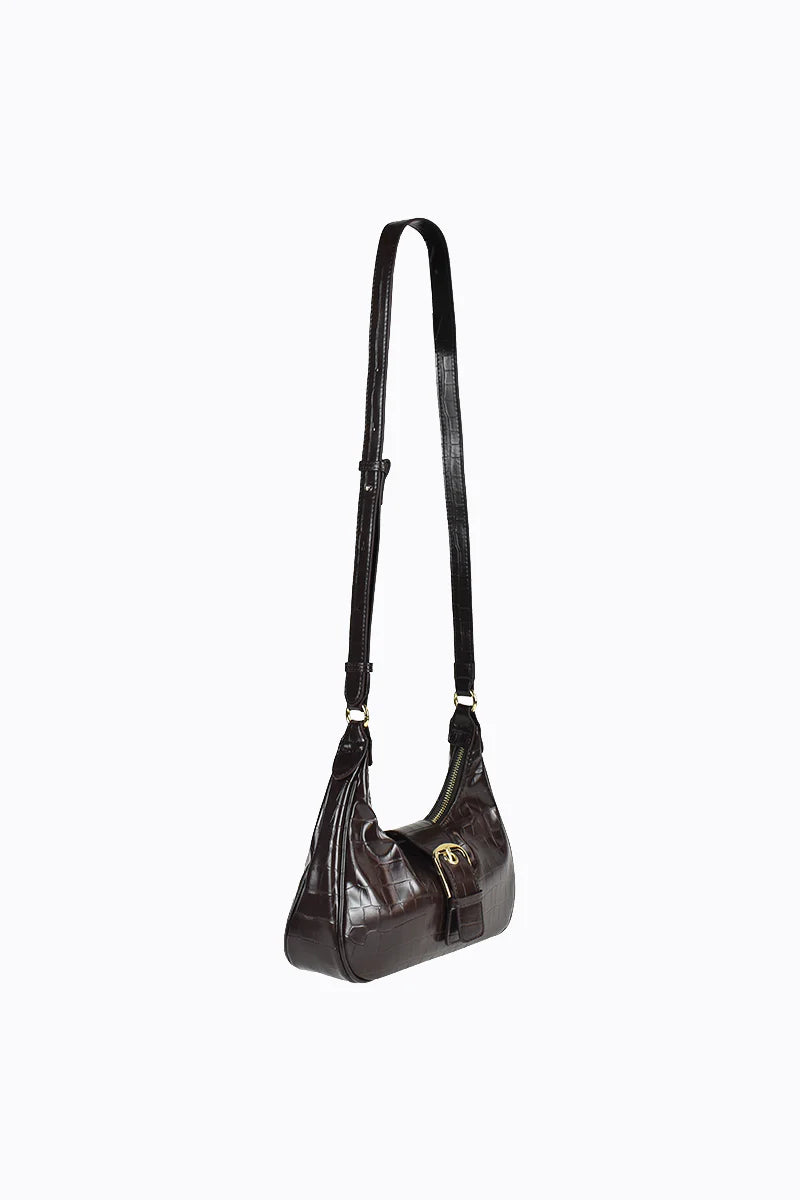 Peta + Jain Millie Scoop Shoulder Bag - Choc Croc/Gold