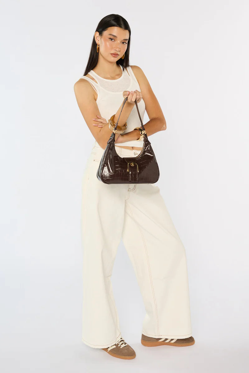 Peta + Jain Millie Scoop Shoulder Bag - Choc Croc/Gold