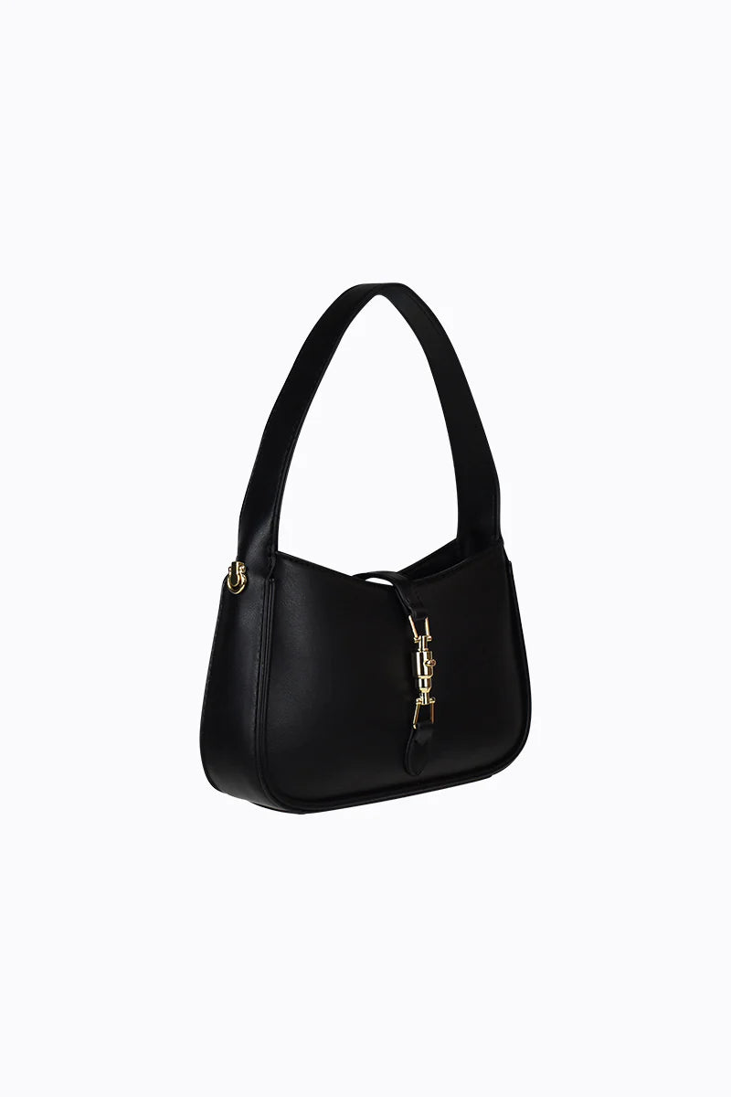 Peta + Jain Ollie Clip Front Shoulder Bag - Black/Gold