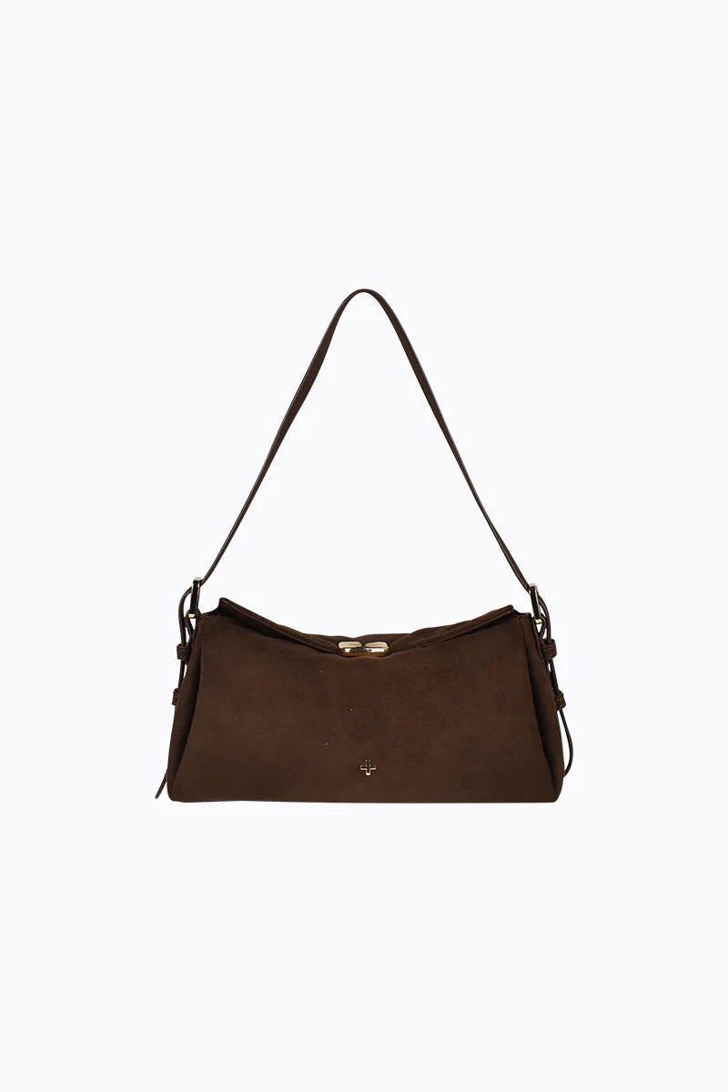 Peta + Jain Rachel Shoulder Bag - Choc Suede/Gold
