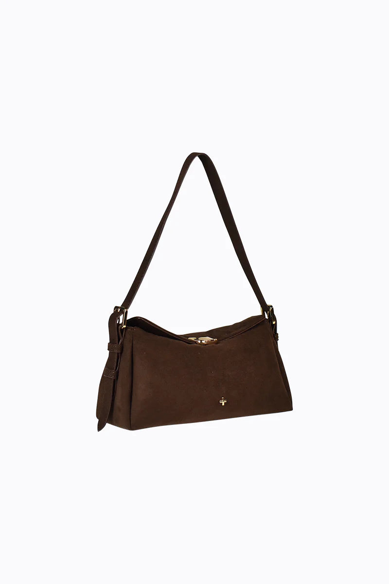 Peta + Jain Rachel Shoulder Bag - Choc Suede/Gold