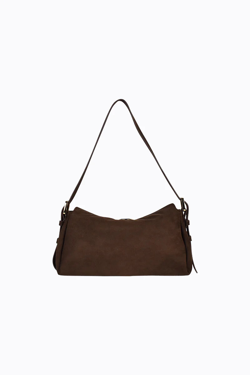 Peta + Jain Rachel Shoulder Bag - Choc Suede/Gold