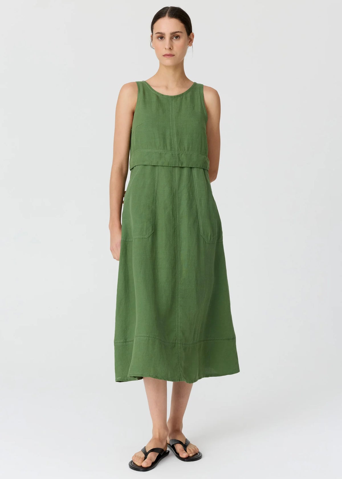 Pol Frankie Double Layer Dress - Fern