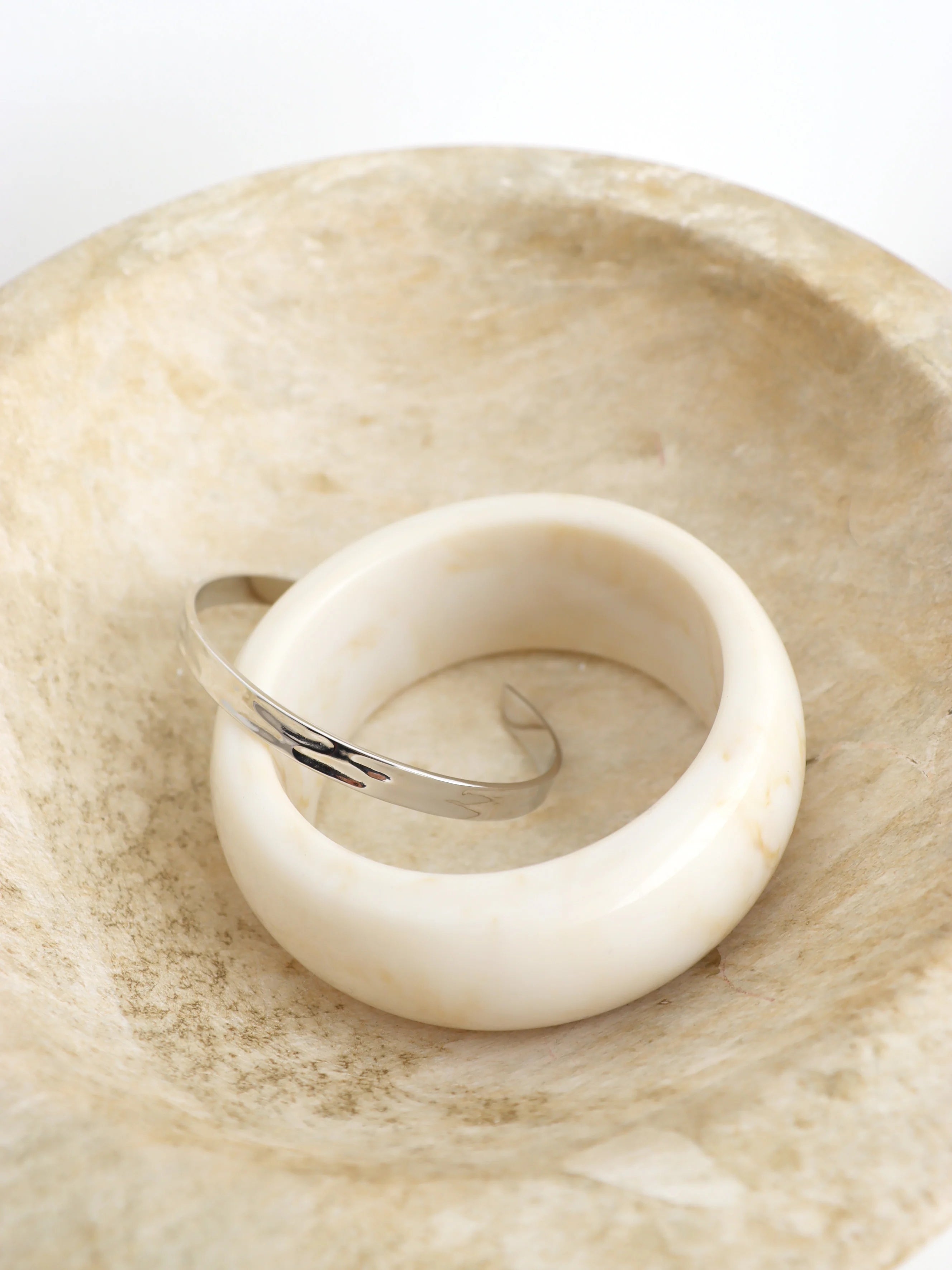 Angels Whisper Resin Cuff Bangle - Cream