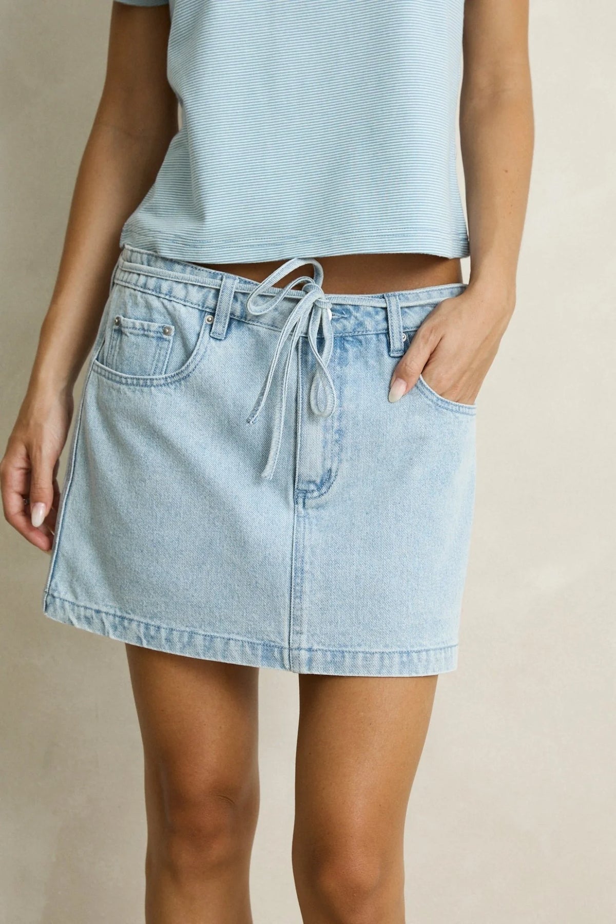 Rhythm Charlie Low Rise Mini Skirt - Light Wash