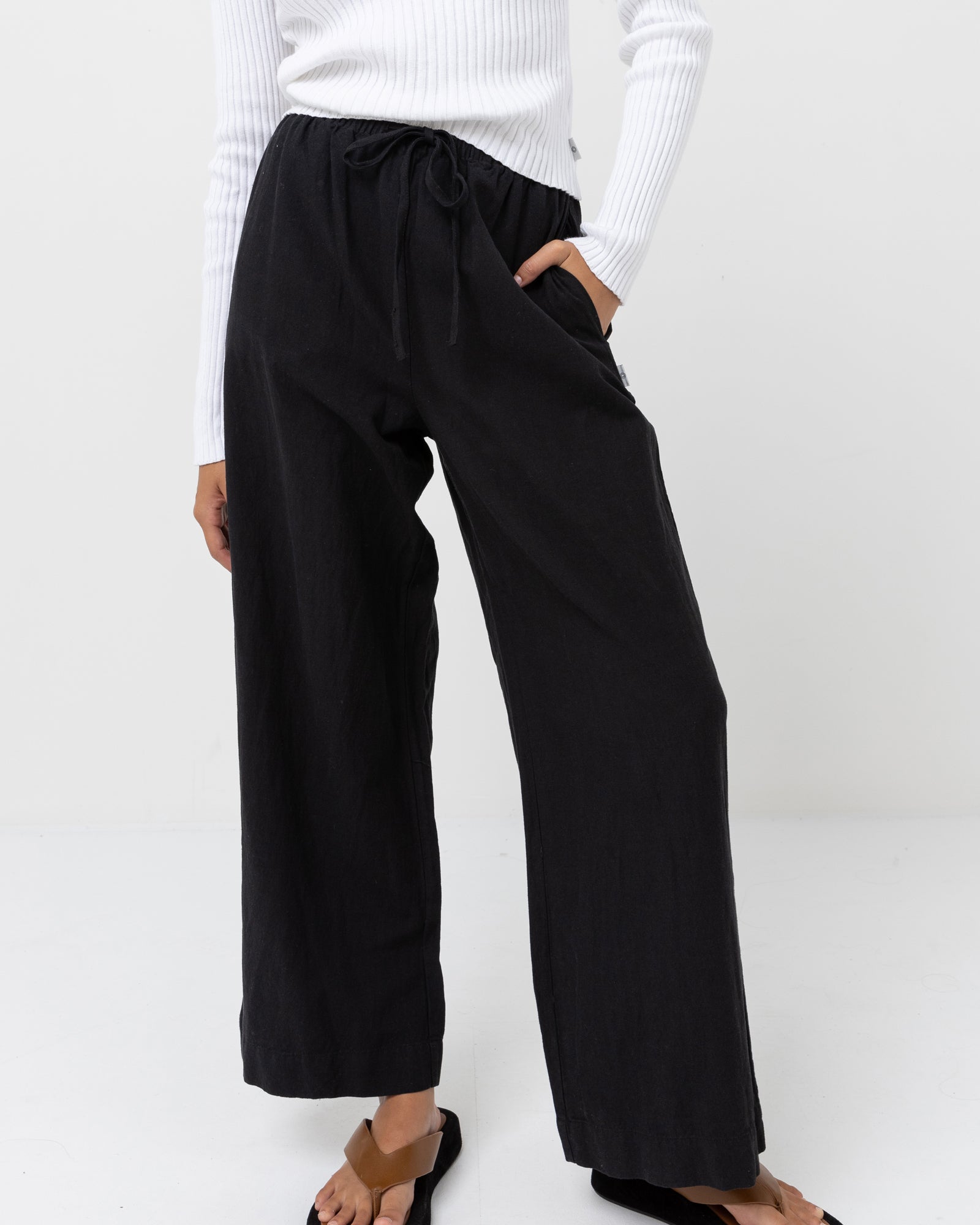Rhythm Classic Drawstring Pant - Black