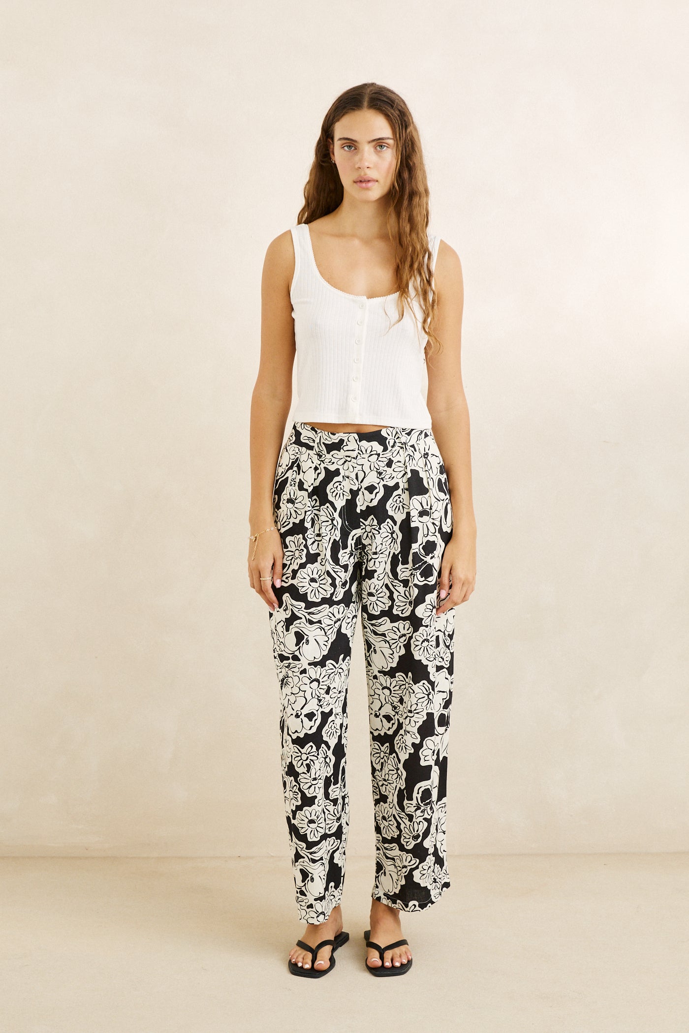 Rhythm Georgia Floral Pant - Cream