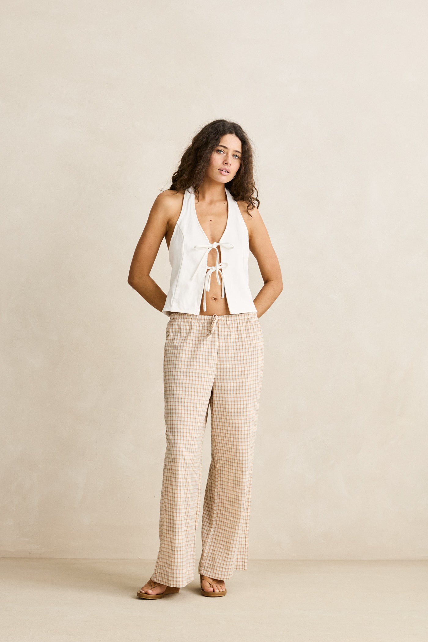 Rhythm London Check Beach Pant - Natural
