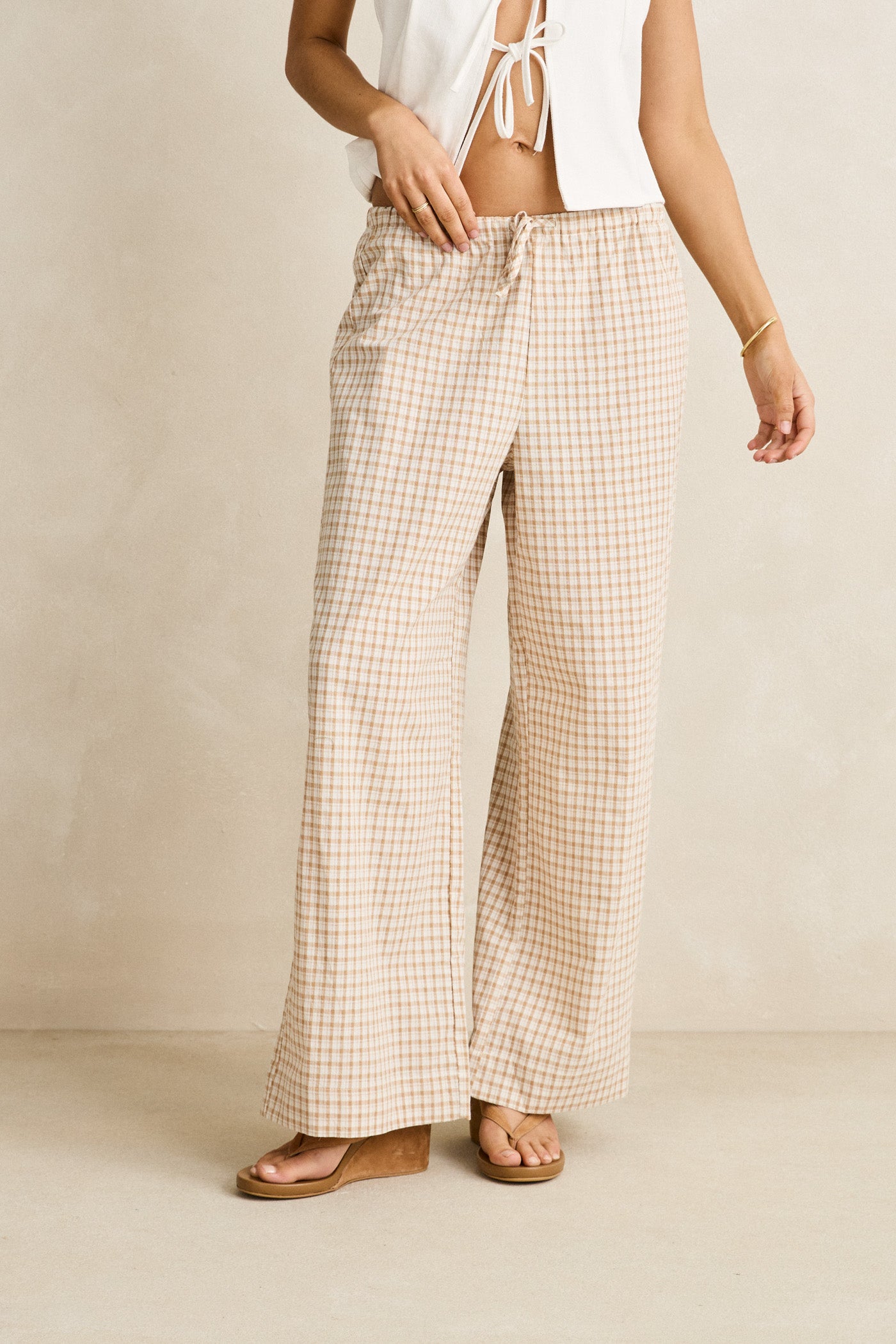 Rhythm London Check Beach Pant - Natural