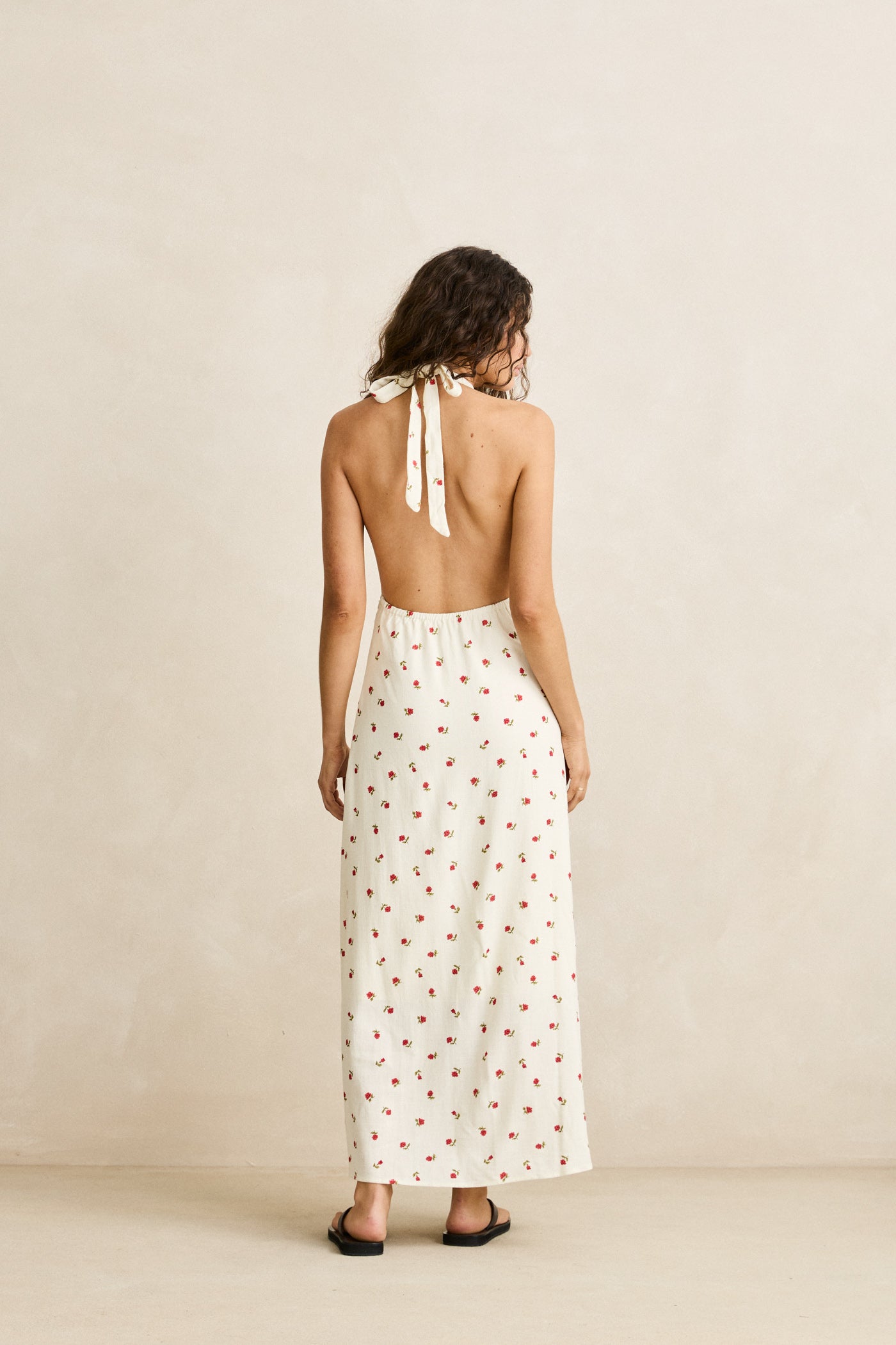 Rhythm Mila Floral Halter Neck Maxi Dress - Cream