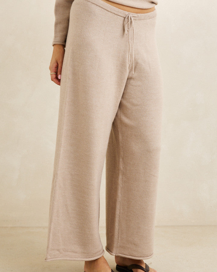 Rhythm Willa Rolled Hem Knit Pant - Taupe