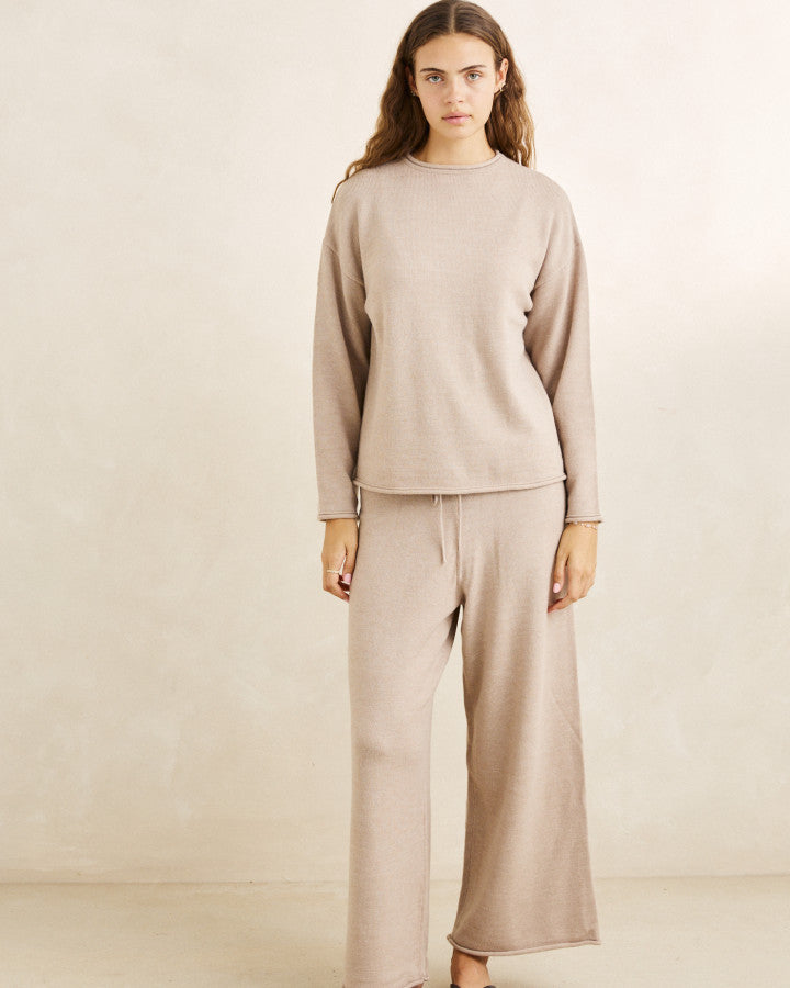 Rhythm Willa Rolled Hem Knit Pant - Taupe