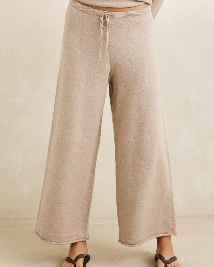 Rhythm Willa Rolled Hem Knit Pant - Taupe