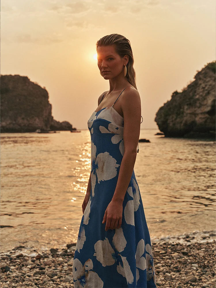 Kivari Rowena Strappy Maxi Dress - Blue