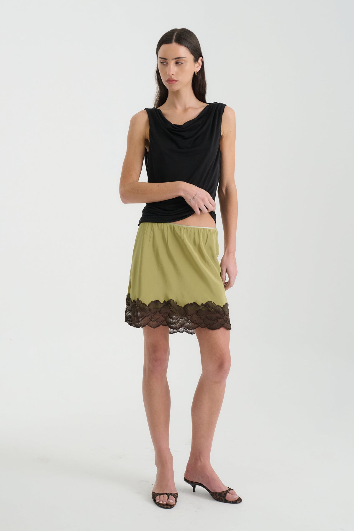 Rowie Marina Silk Mini Skirt - Pistachio