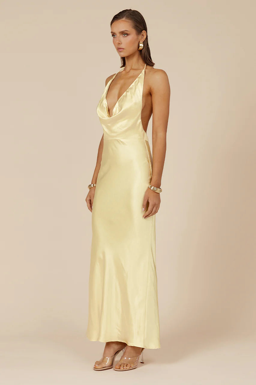 Runaway The Label Posey Maxi Dress - Lemon